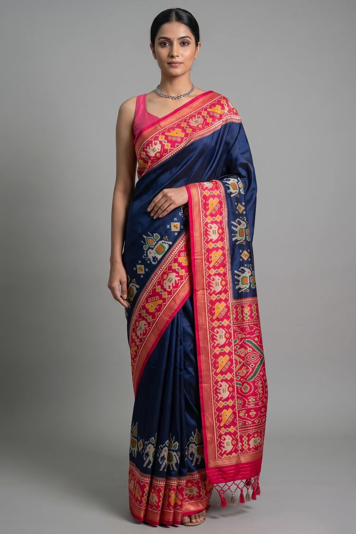 Blue Art Silk Patola Woven Saree