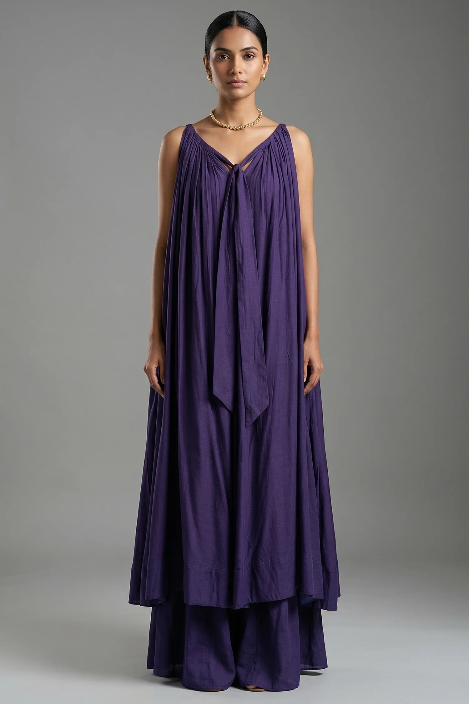 Blue Cotton Silk Solid Co-Ord Set