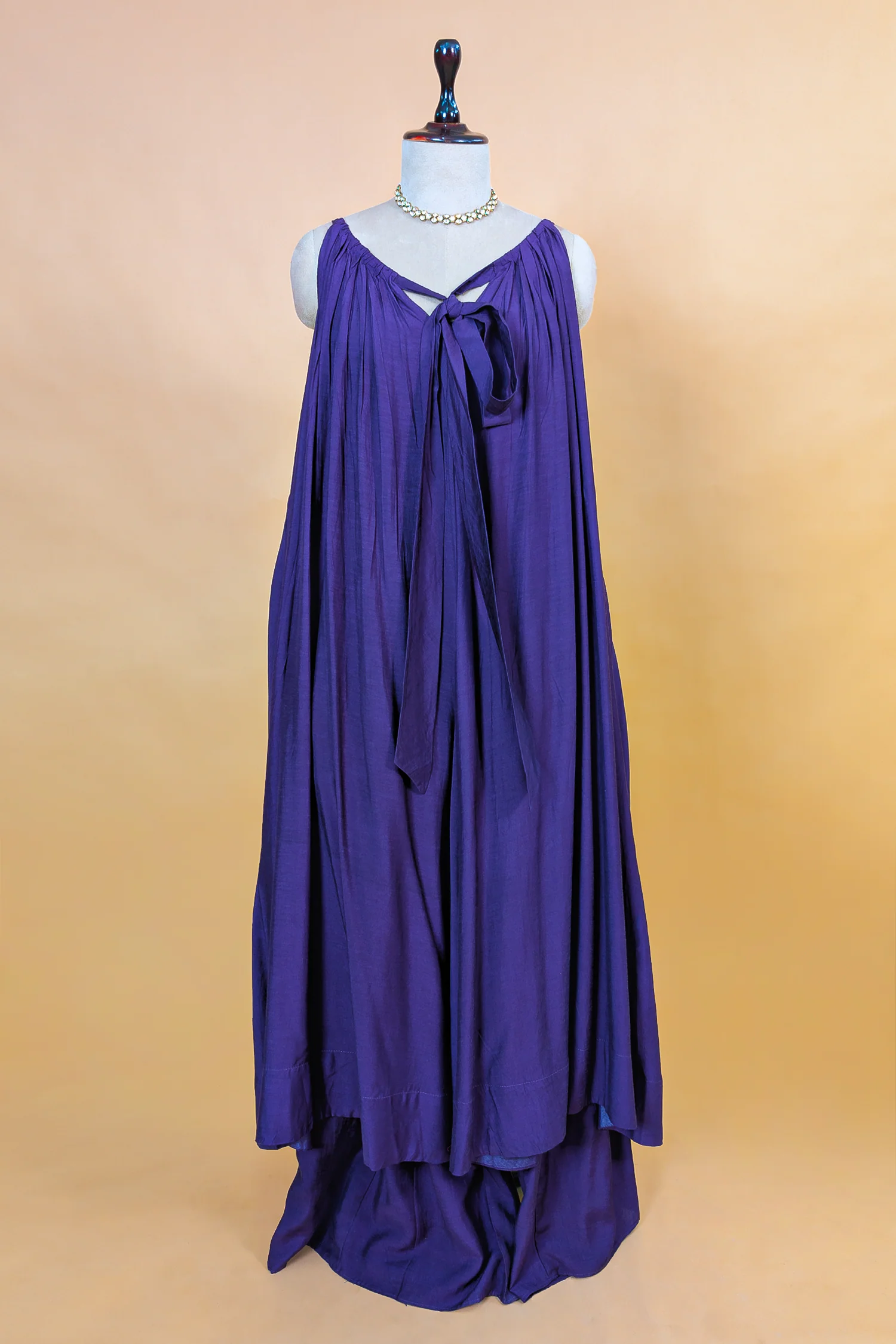 Blue Cotton Silk Solid Co-Ord Set - Image 3