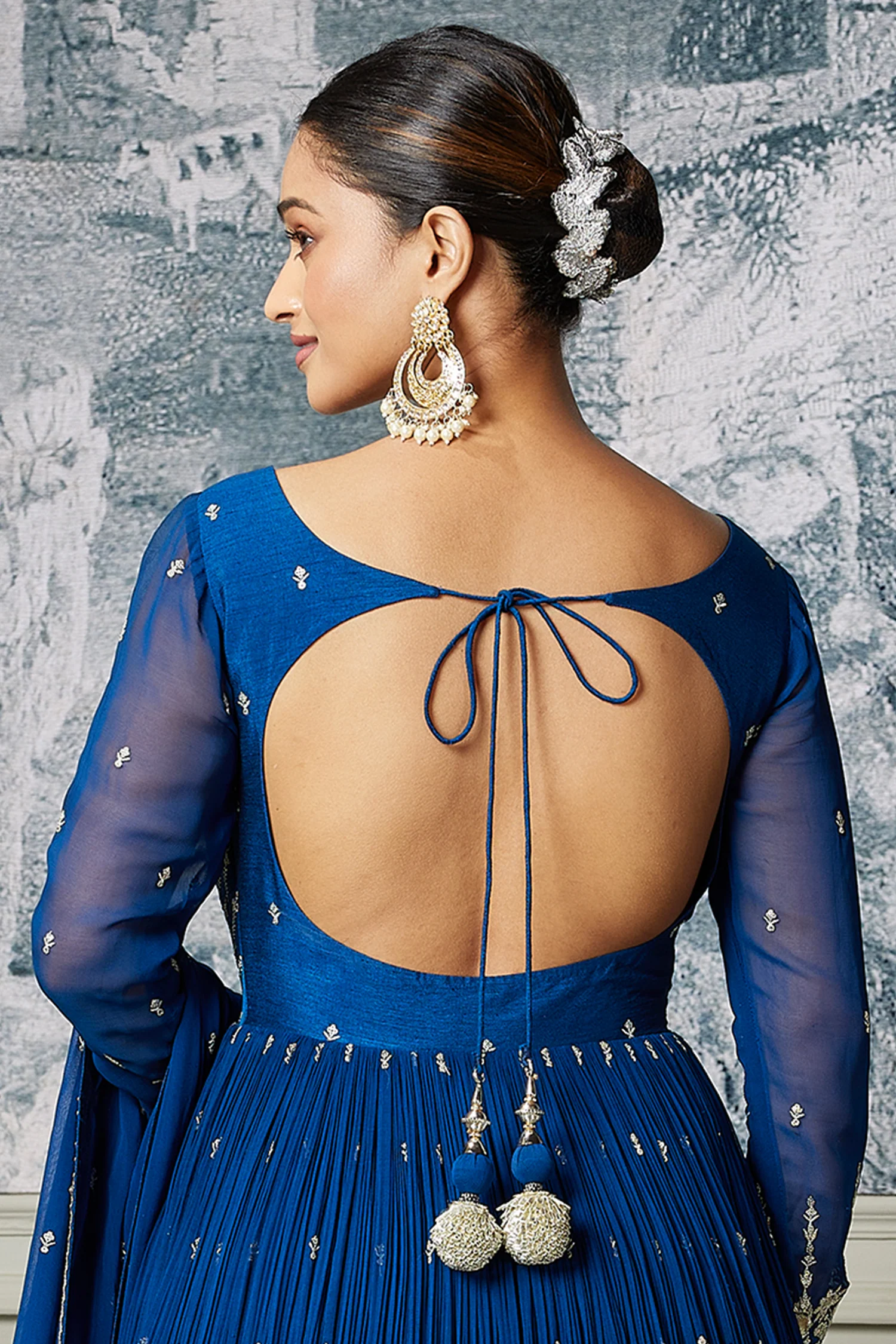 Blue Georgette Sequin Embroidered Anarkali Suit - Image 3