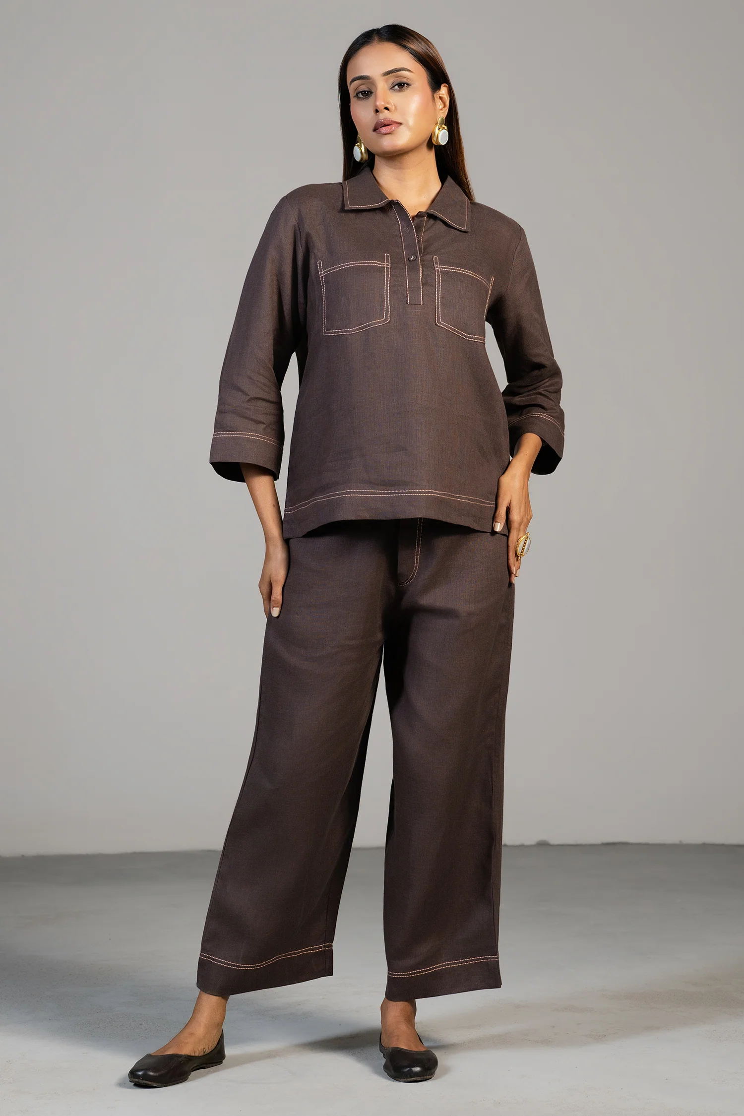 Brown Linen Co-Ord Set - Image 2