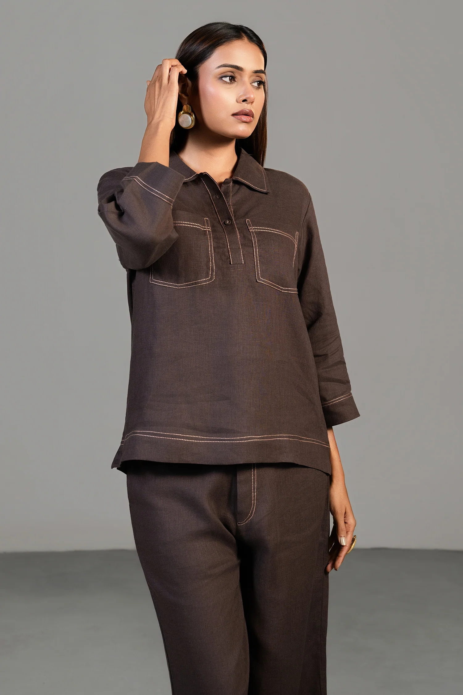 Brown Linen Co-Ord Set - Image 3