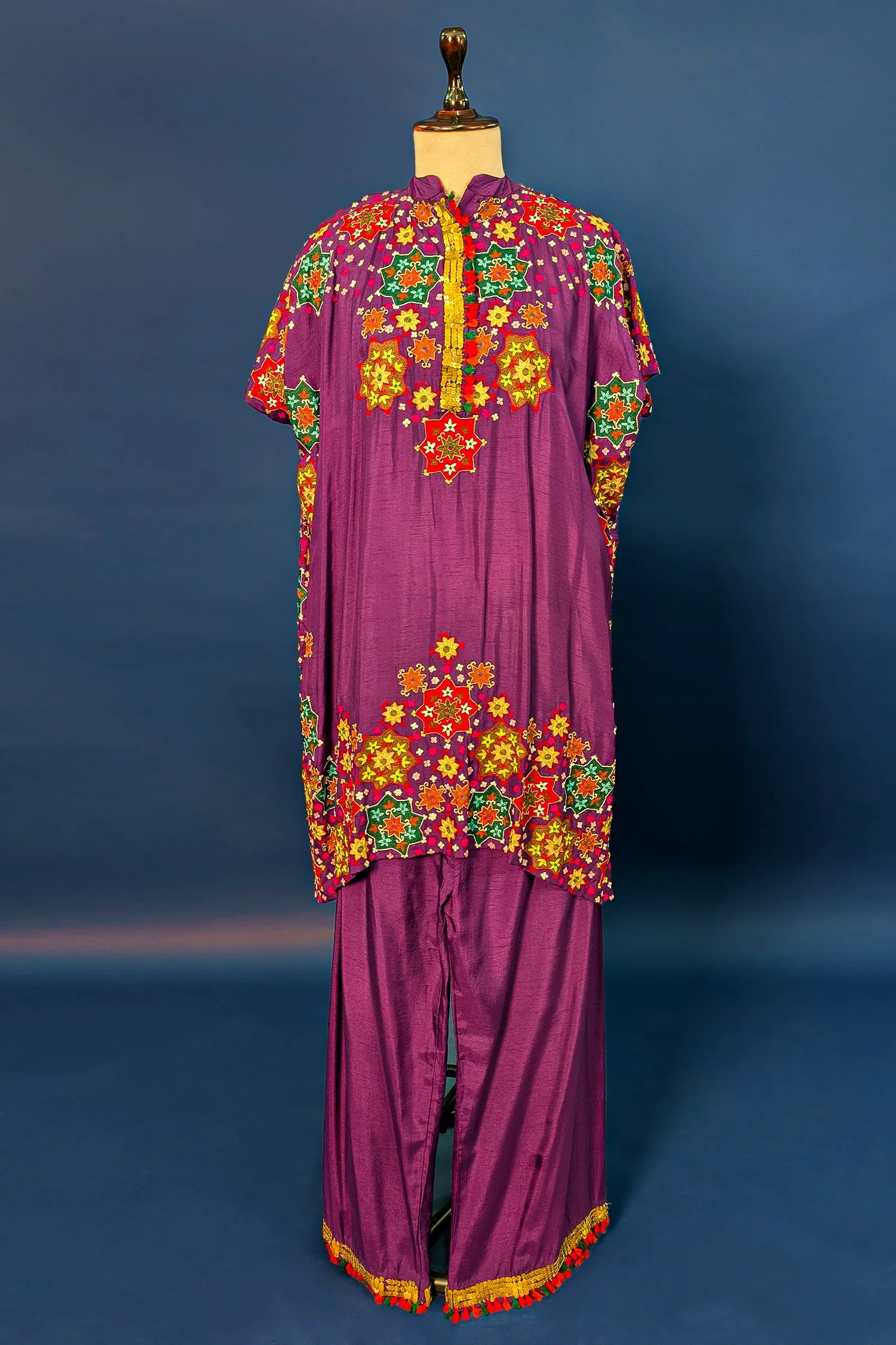 Dark Magenta Silk Embroidered Co-Ord Set - Image 3