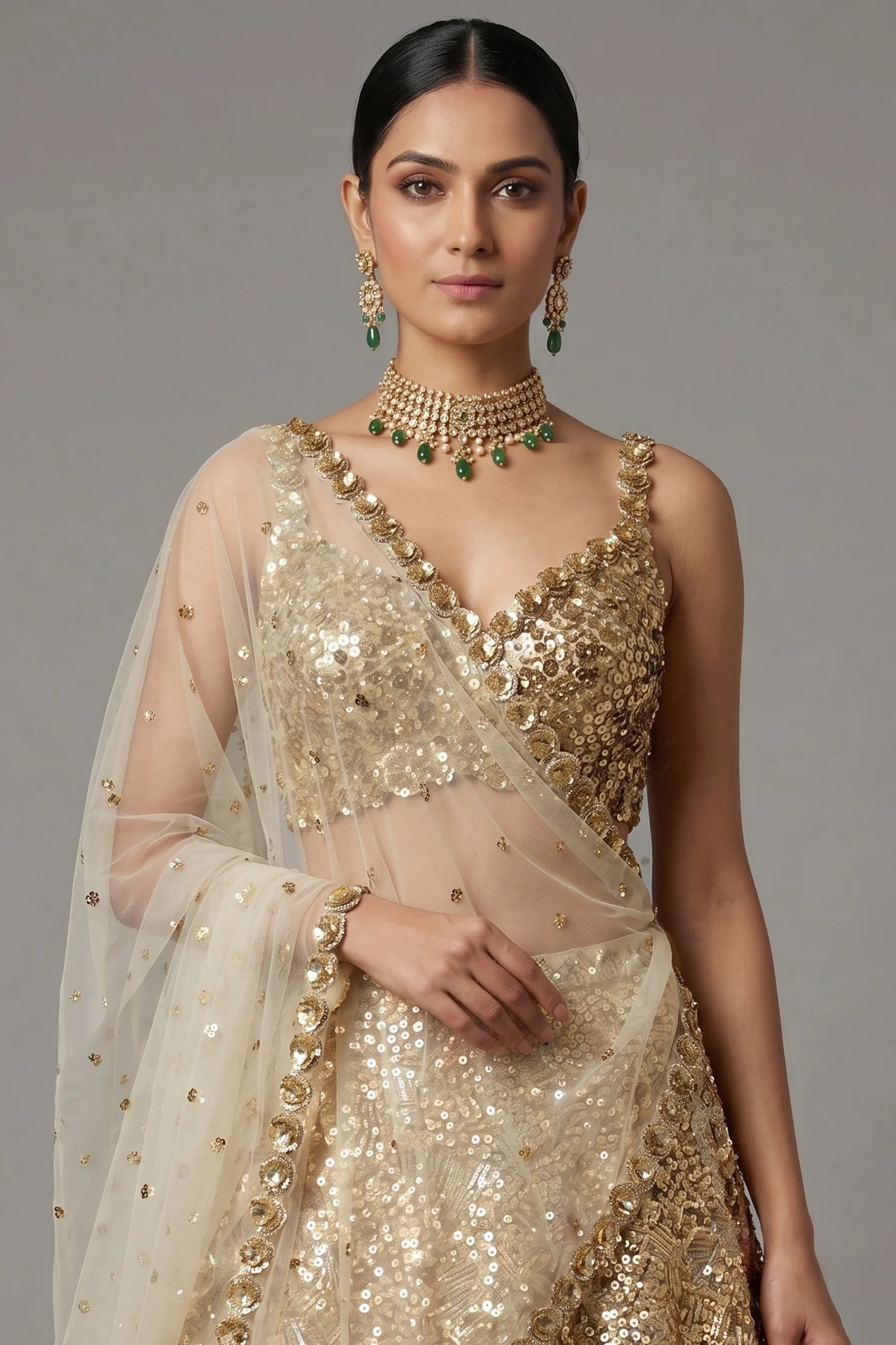 Golden Organza Designer Lehenga - Image 2