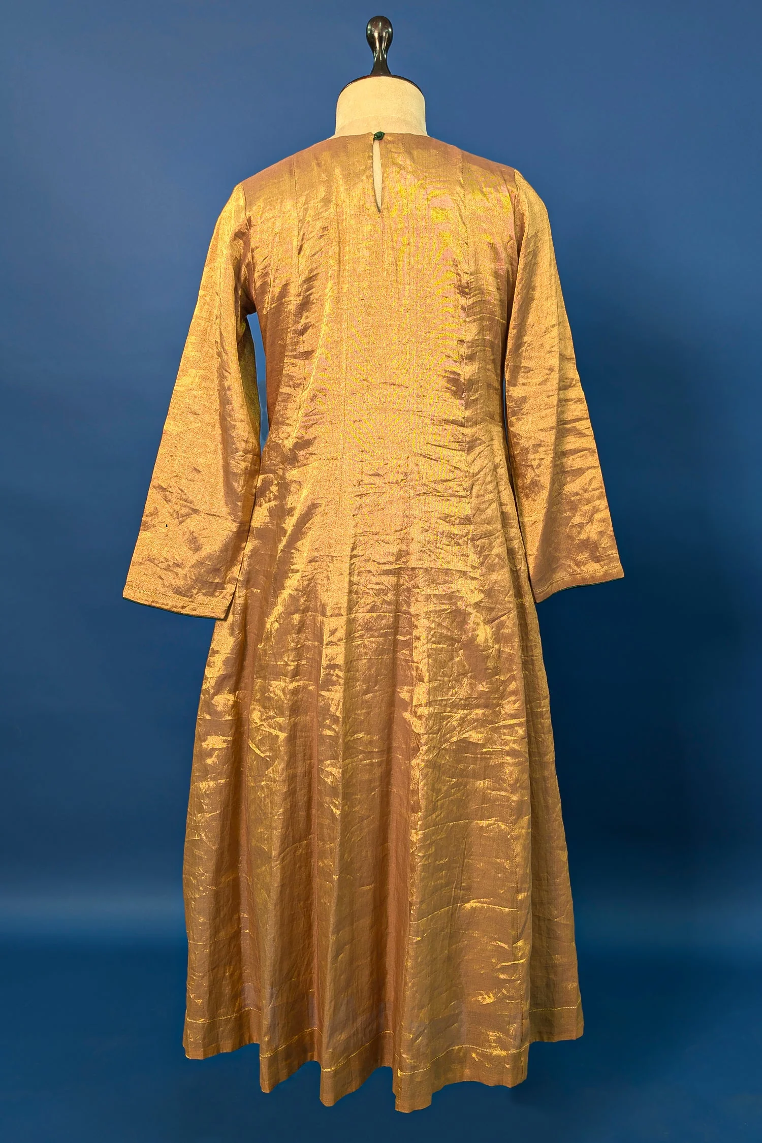 Golden Tissue Silk Anarkali Suit with Sequin and Applique Work - Image 6