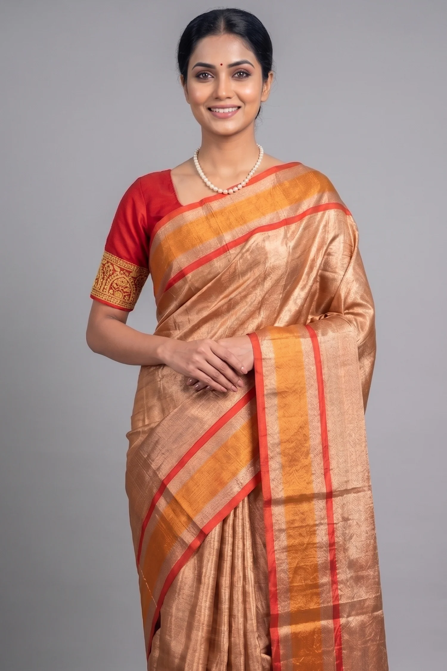 Golden Tissue Silk Saree - Image 2