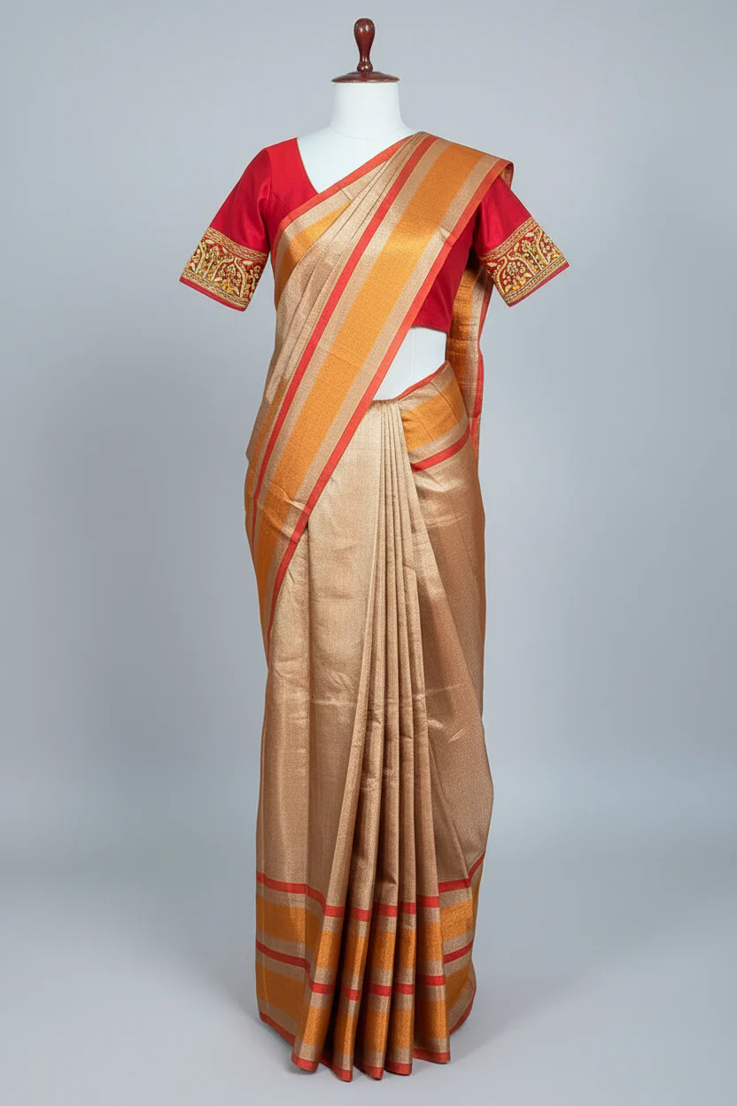 Golden Tissue Silk Saree - Image 3