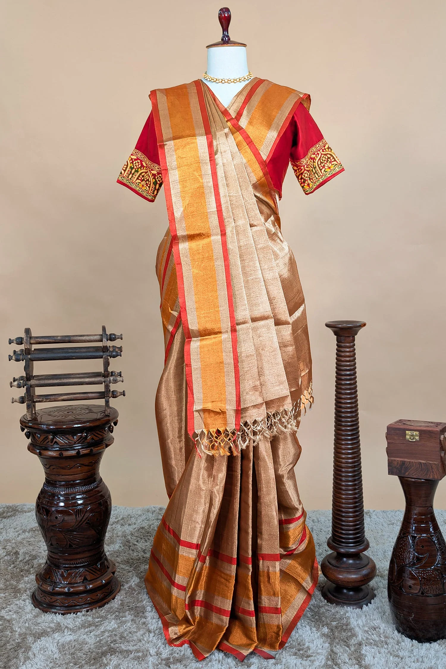 Golden Tissue Silk Saree - Image 4