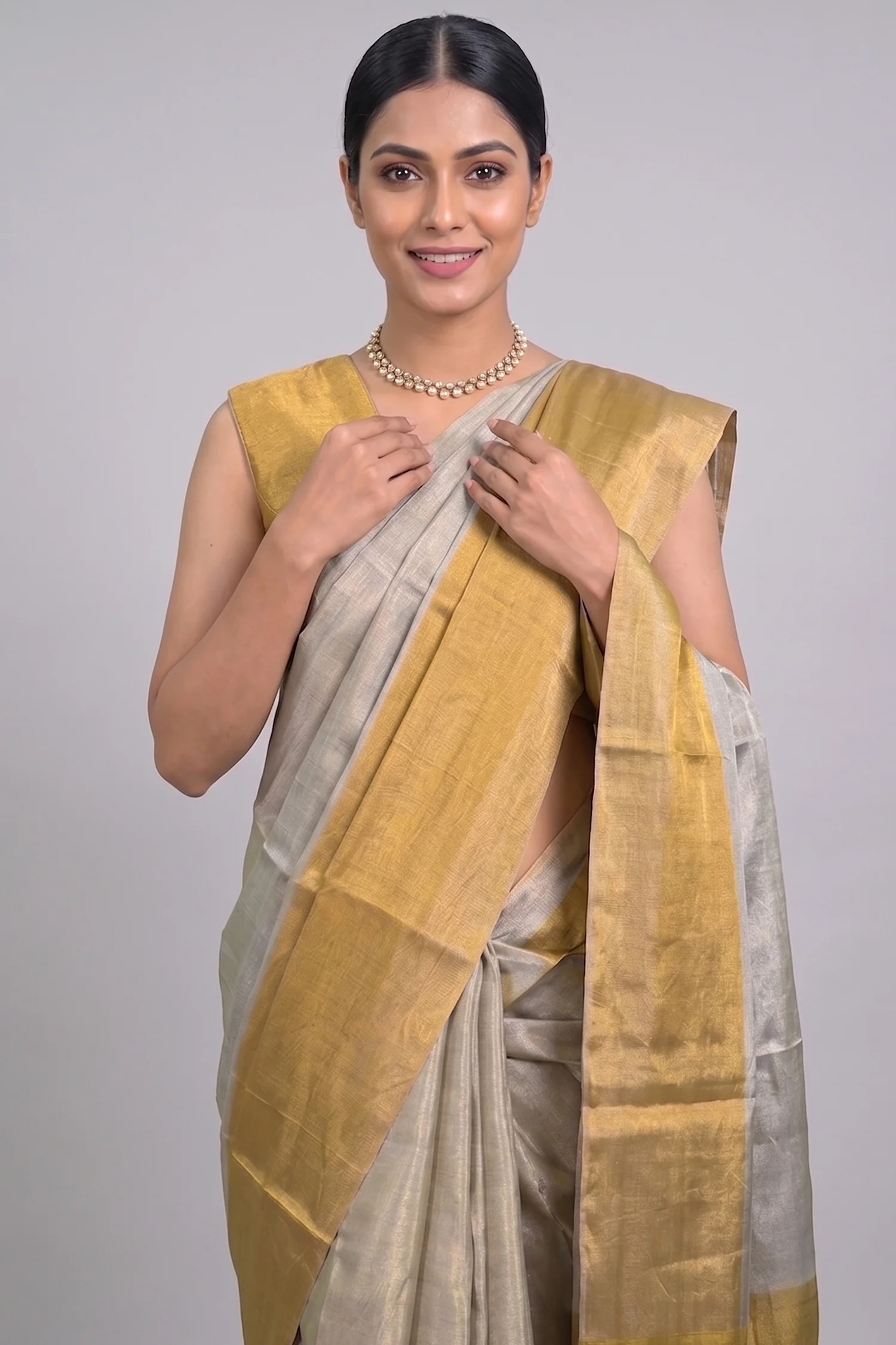 Golden Tissue Silk Saree - Image 2
