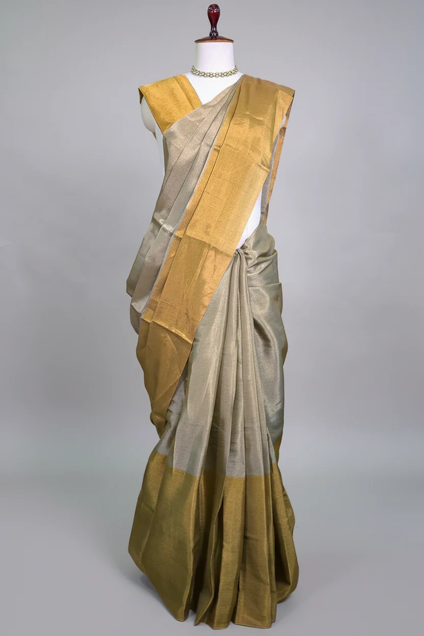 Golden Tissue Silk Saree - Image 3