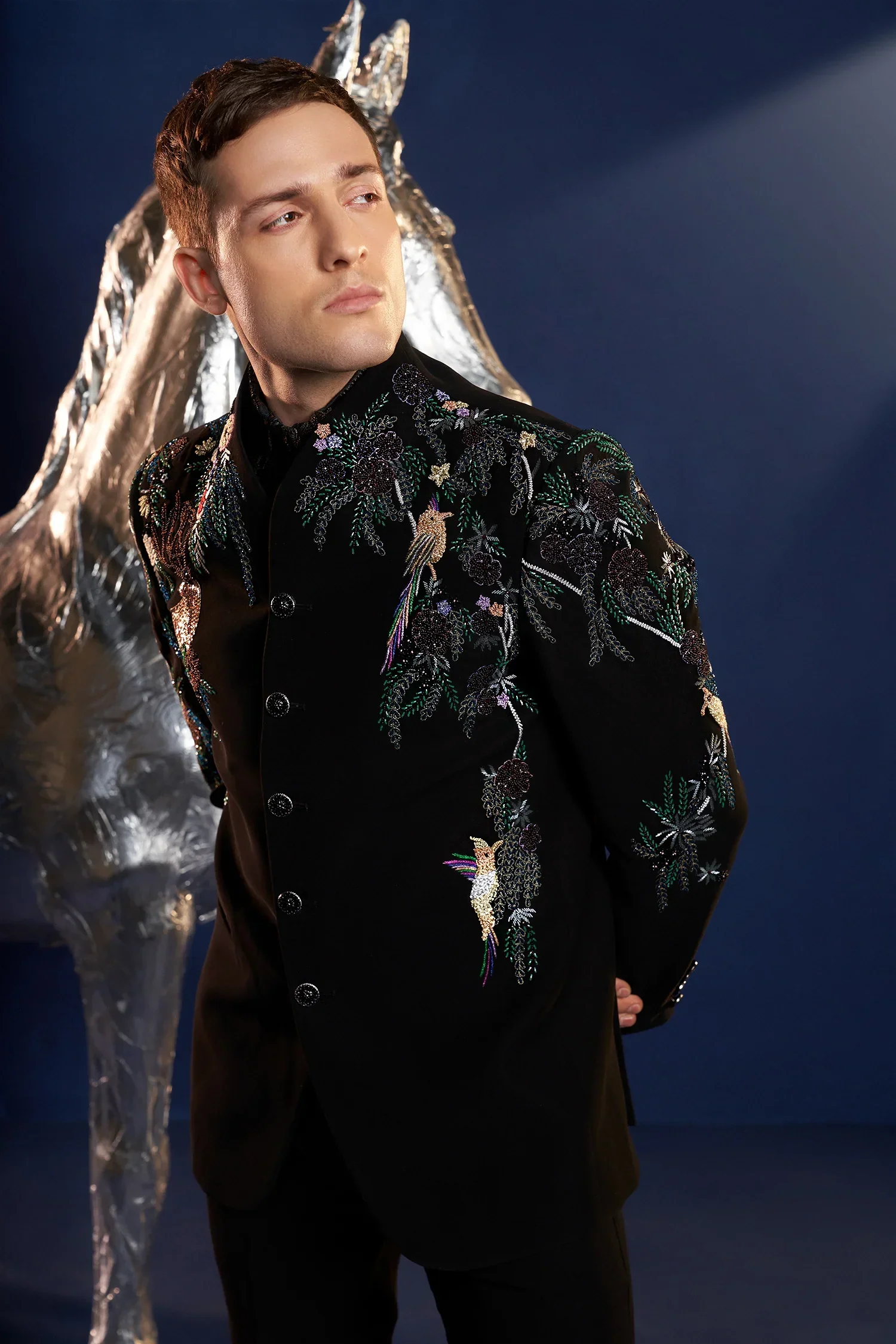 Imported Black Handworked Suit - Image 3