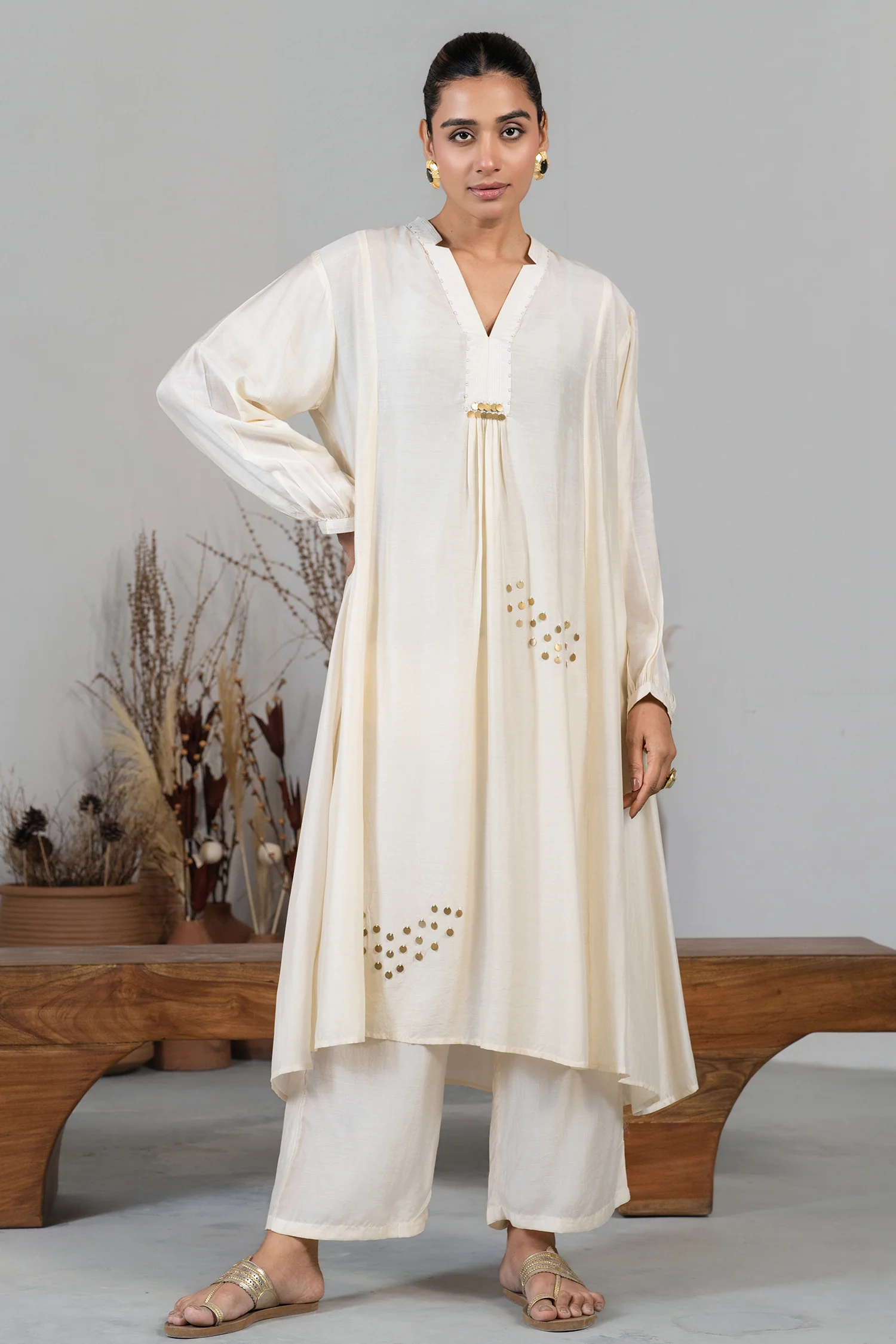 Ivory Cream Muslin Silk Co-Ord Set - Image 2