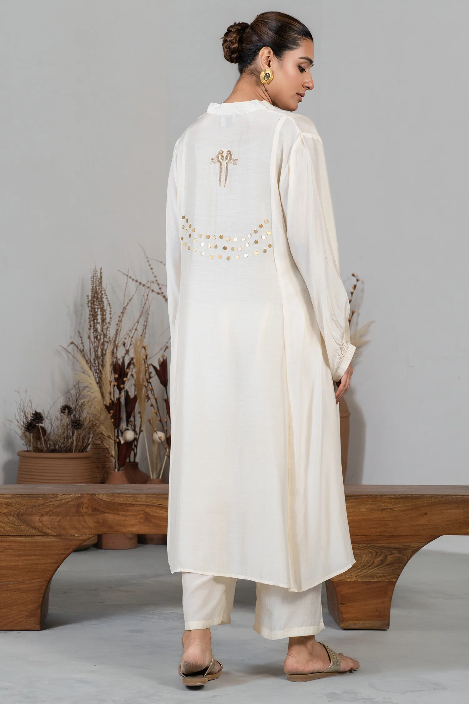 Ivory Cream Muslin Silk Co-Ord Set - Image 3
