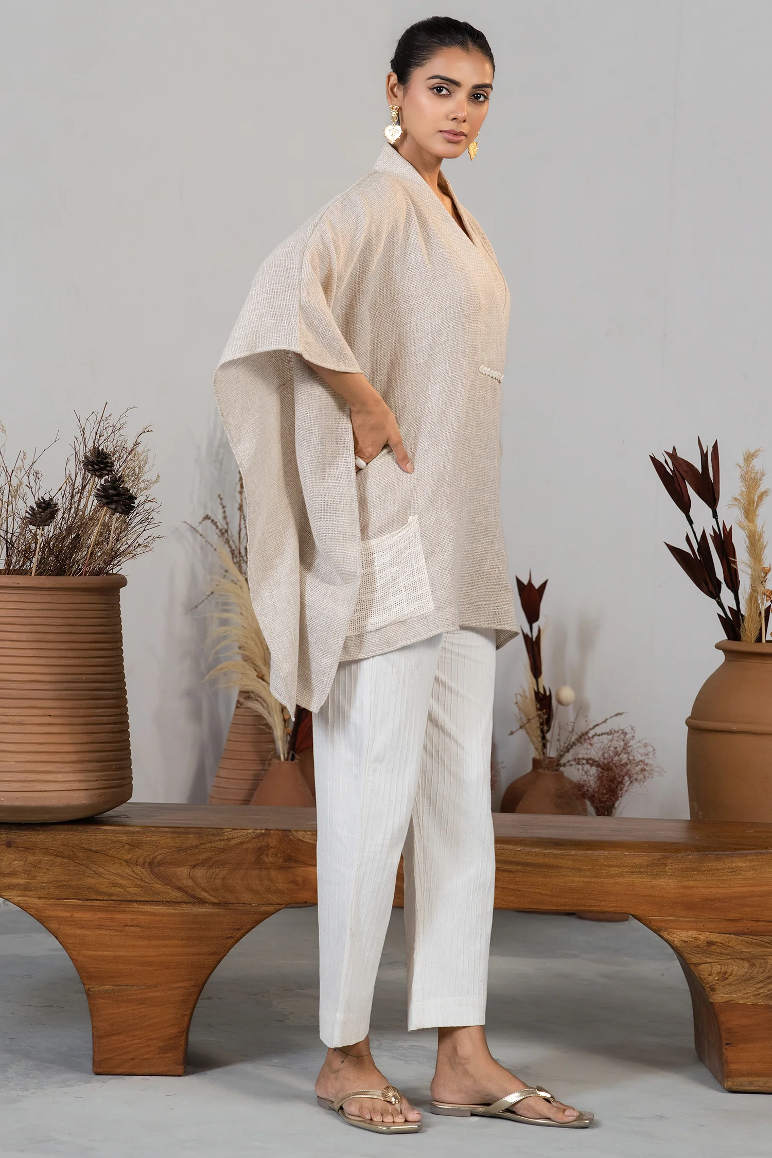 Ivory Jute Embroidered Kaftan Set - Image 3