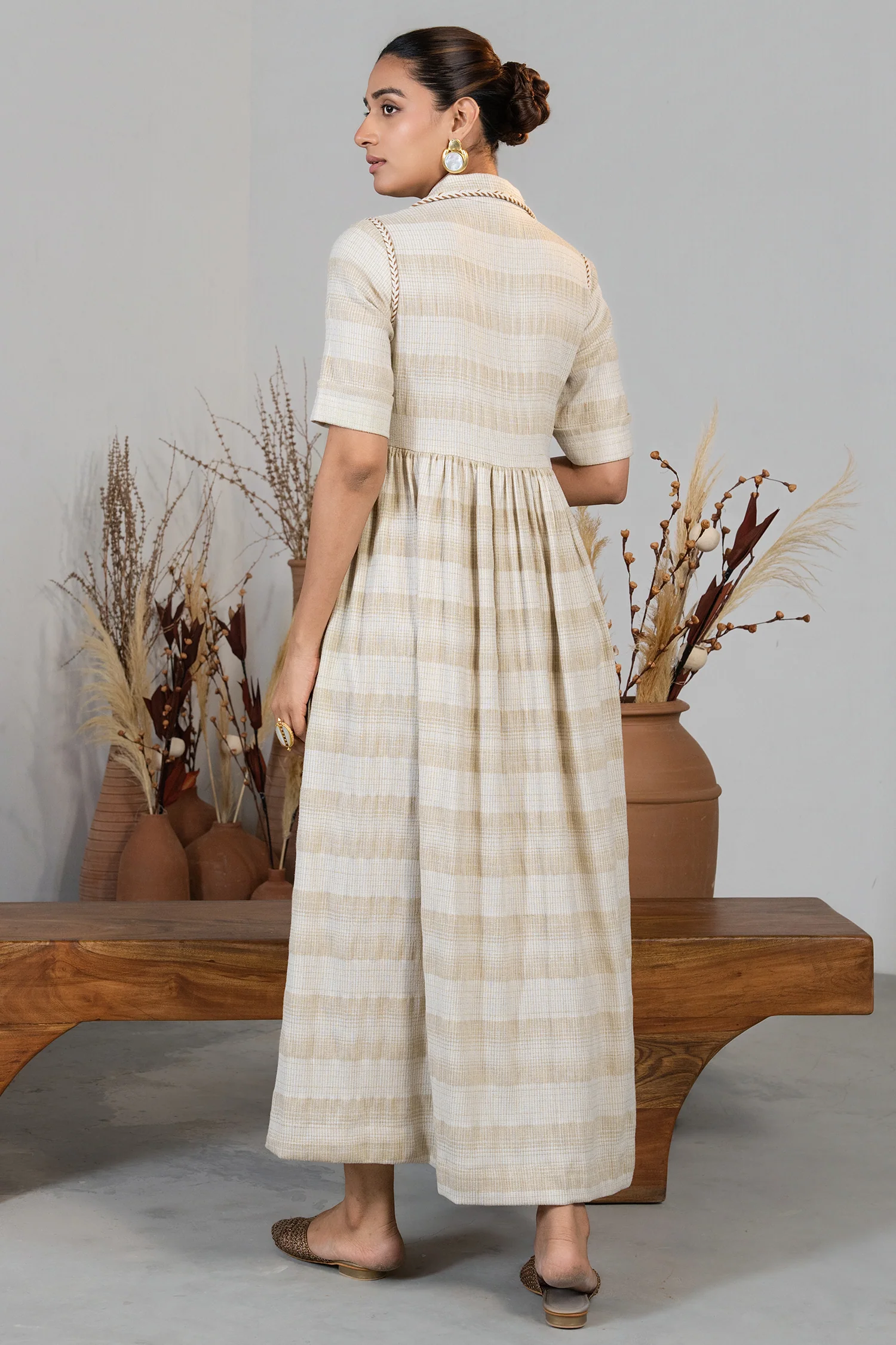 Ivory Jute Embroidered Tie Up Dress - Image 4
