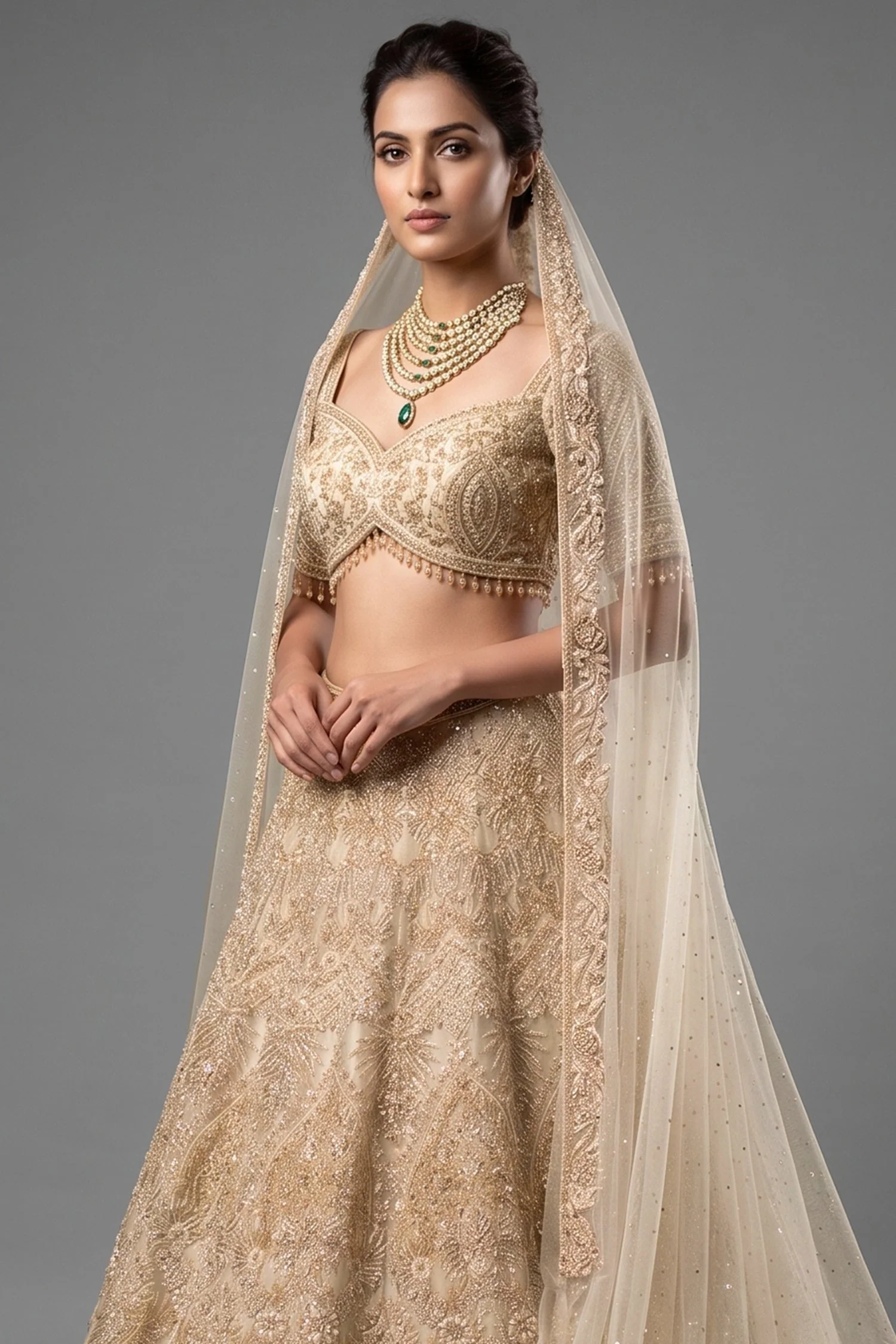 Ivory White Silk Bridal Lehenga with Ethereal Cutdana and Stone Artistry - Image 2