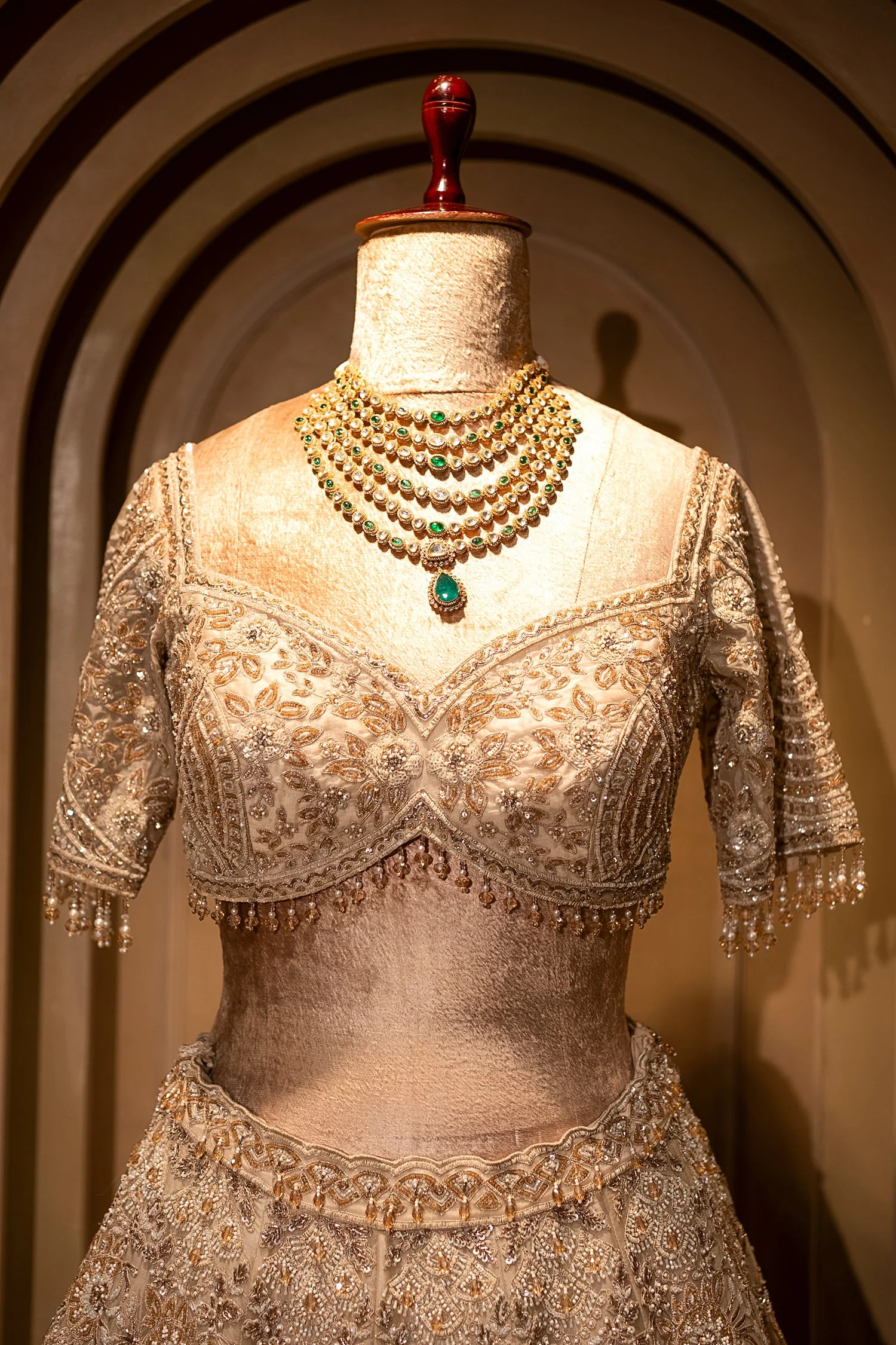 Ivory White Silk Bridal Lehenga with Ethereal Cutdana and Stone Artistry - Image 4