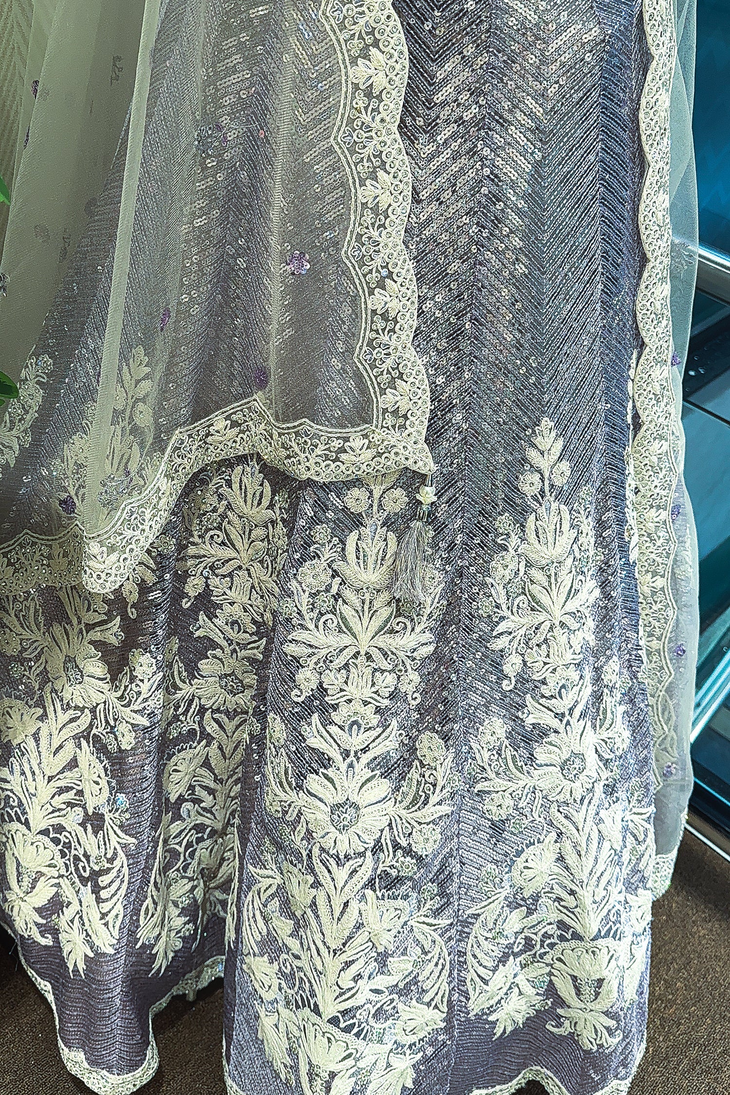 Lavender Purple Net Designer Lehenga with Corset - Image 5