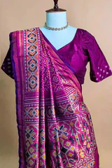 Magenta Art Silk Patola Saree - Image 4