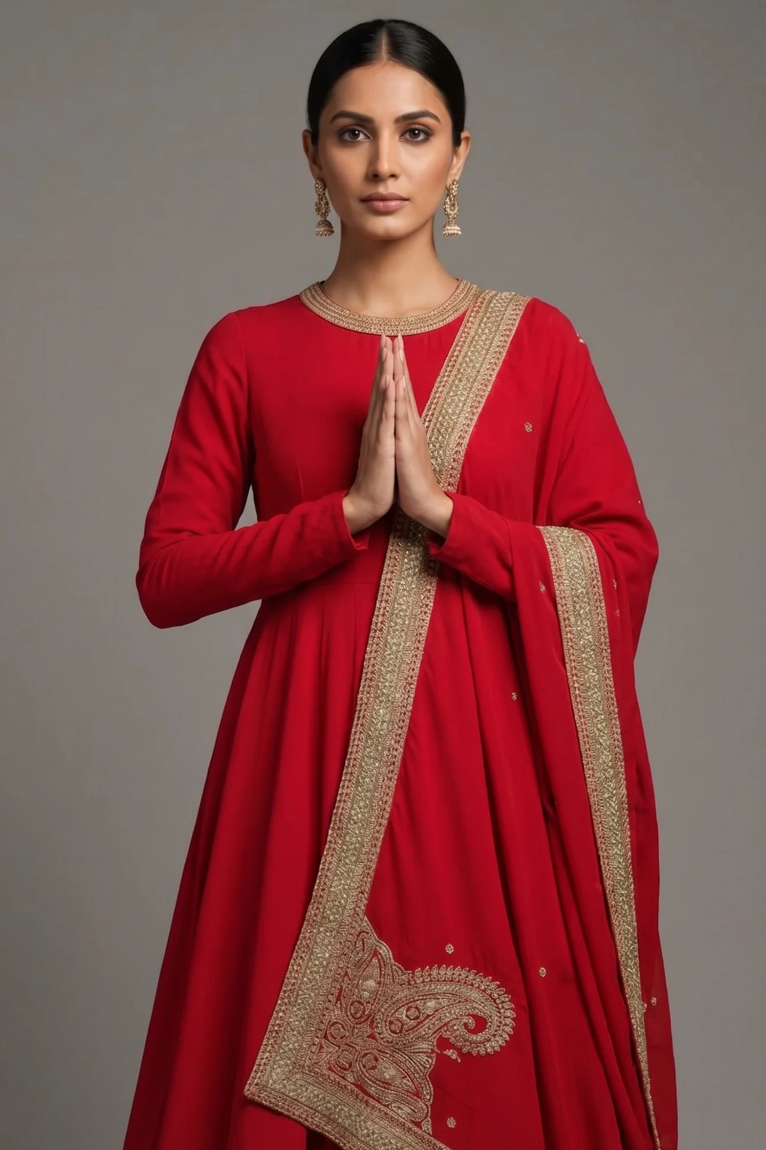Maroon Matka Silk Anarkali Suit with Sequin Embroidery Work - Image 2