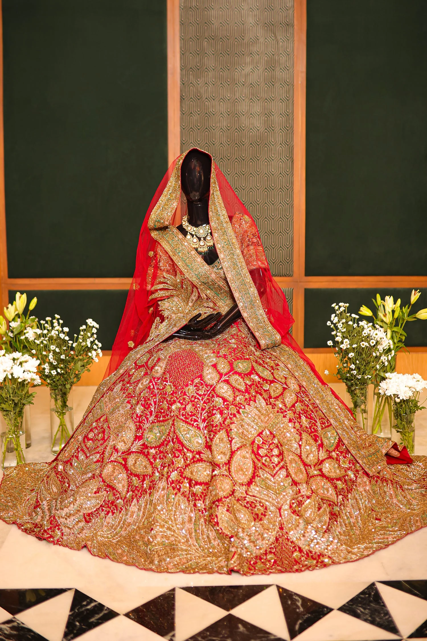 Maroon Silk Heavy Worked Bridal Lehenga - Image 3