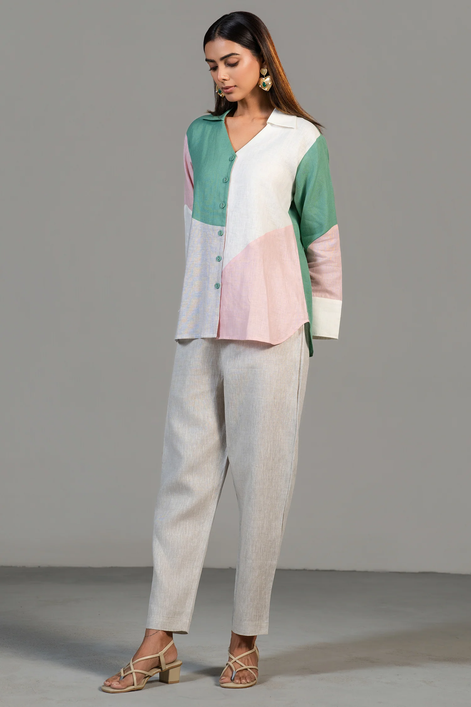 Multi Colored Linen Tunic and Pant Set - Image 2