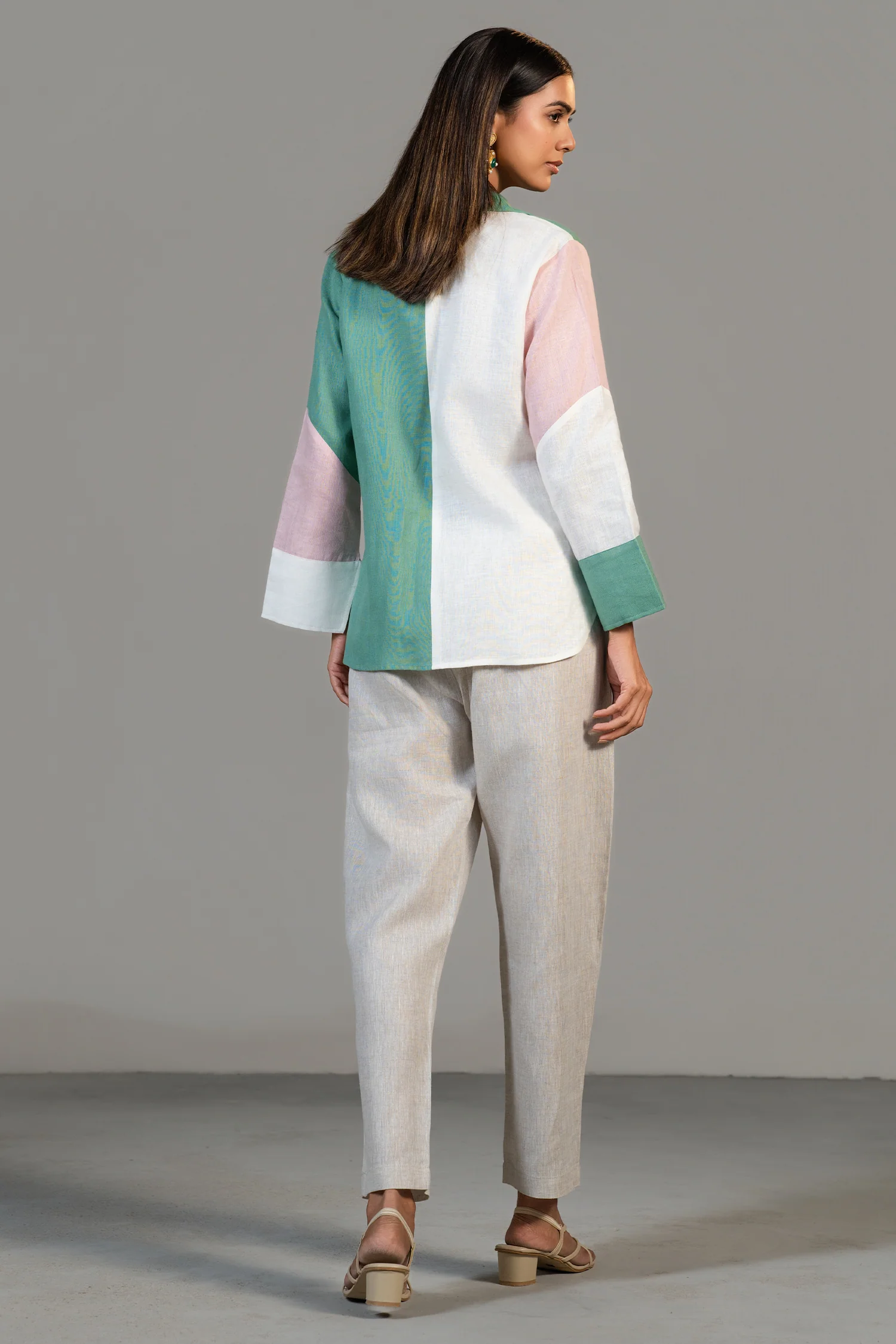 Multi Colored Linen Tunic and Pant Set - Image 3