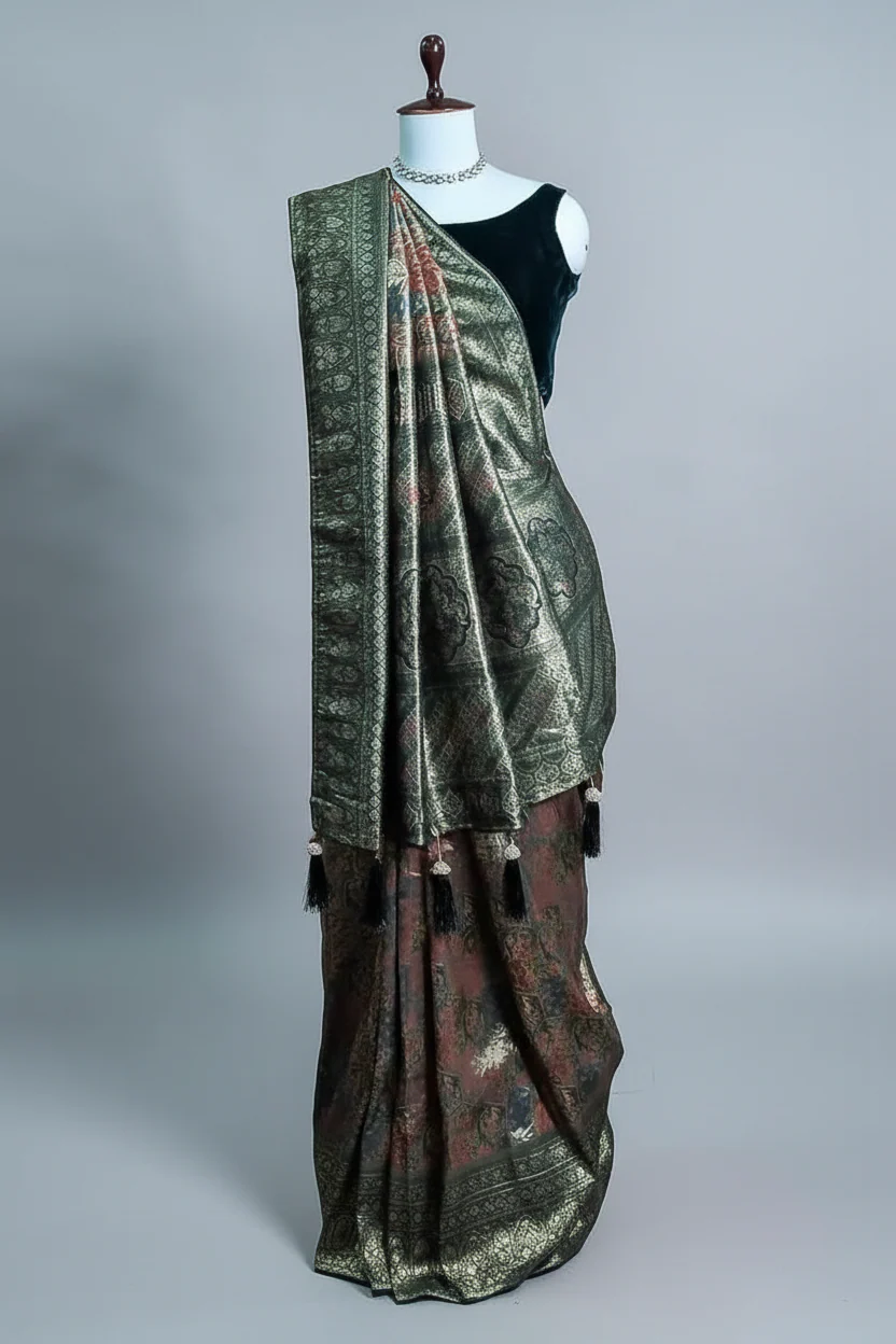 Multi Colored Tissue Silk All Over Woven Saree