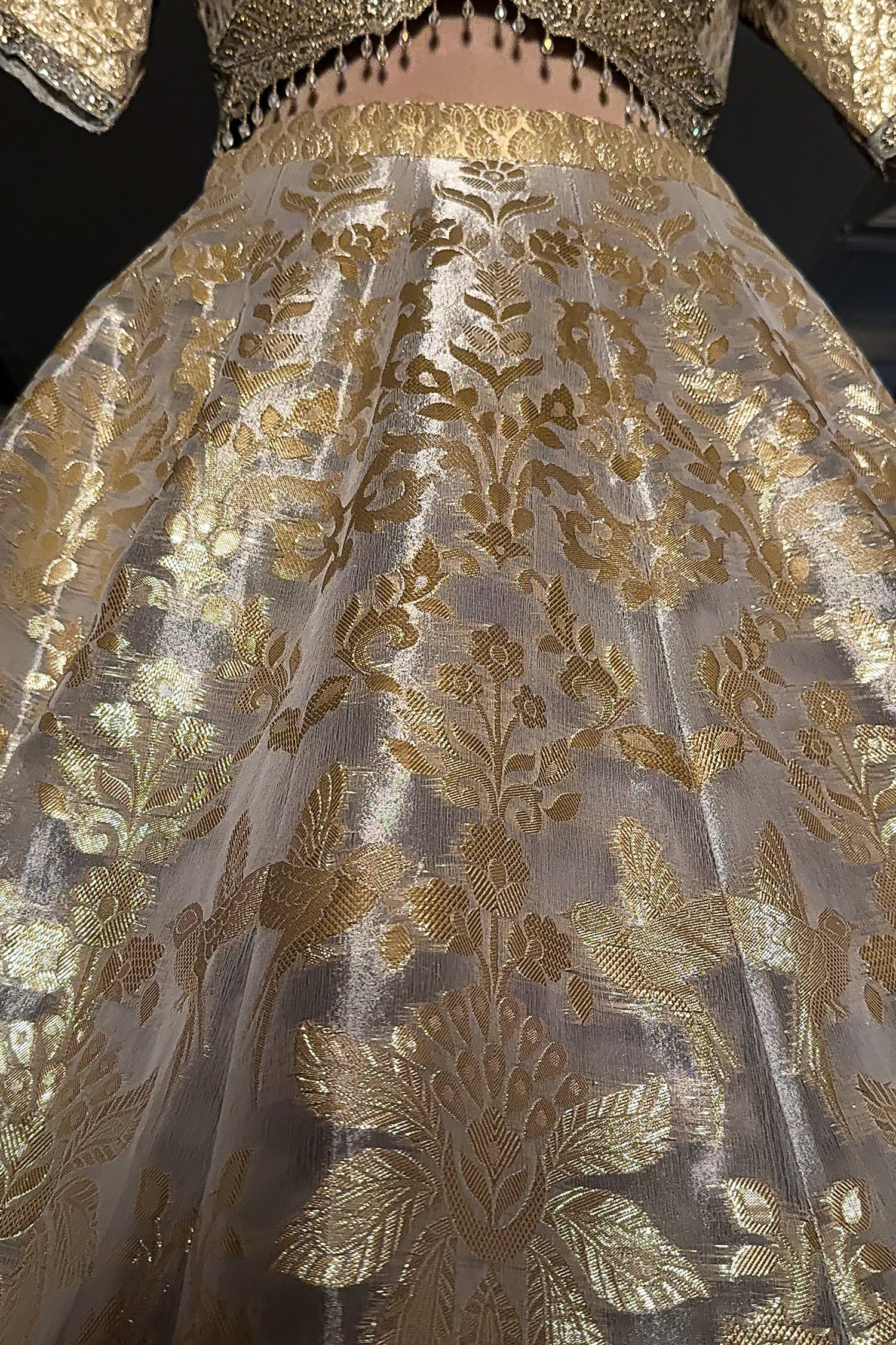Off White Organza Woven Lehenga - Image 5