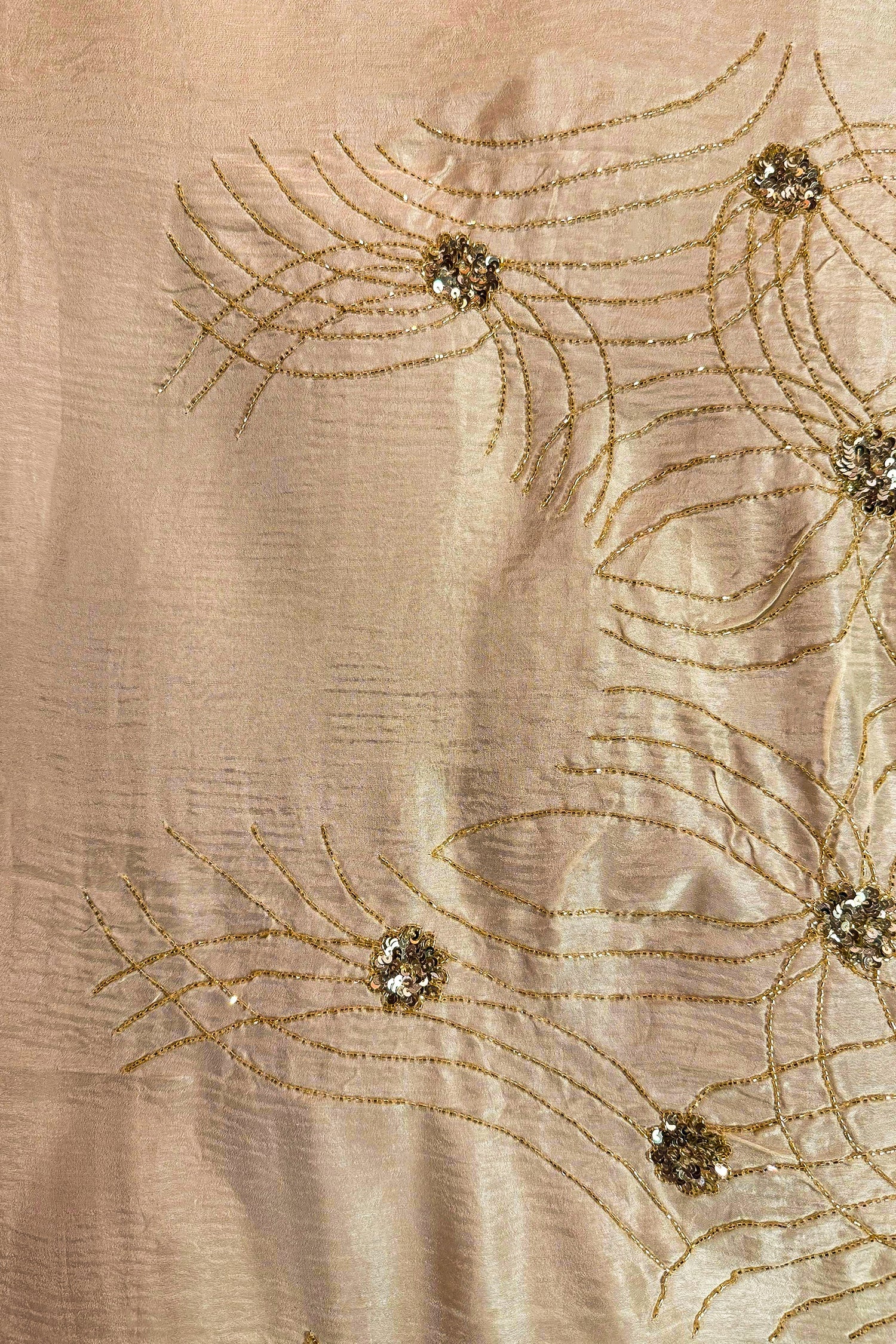 Off White Semi Silk Cutdana Worked Saree - Image 3