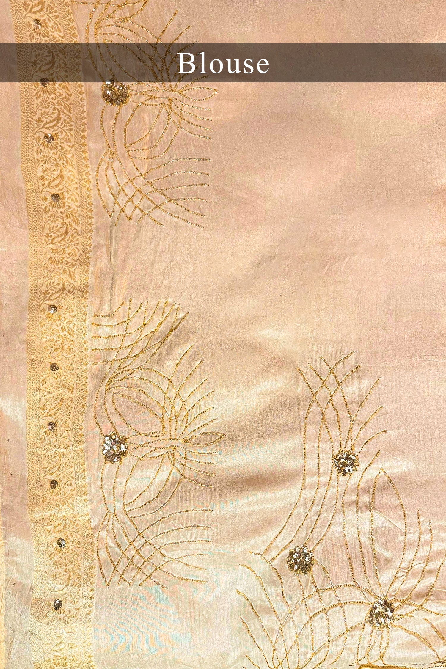 Off White Semi Silk Cutdana Worked Saree - Image 6