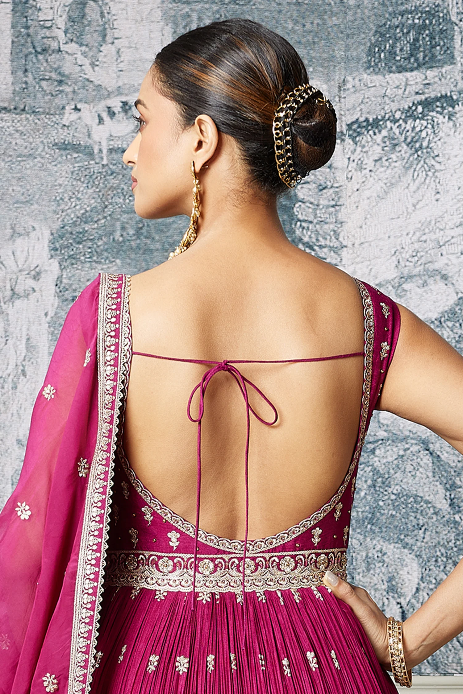 Pink Chinon Sequin Embroidered Anarkali Suit - Image 3