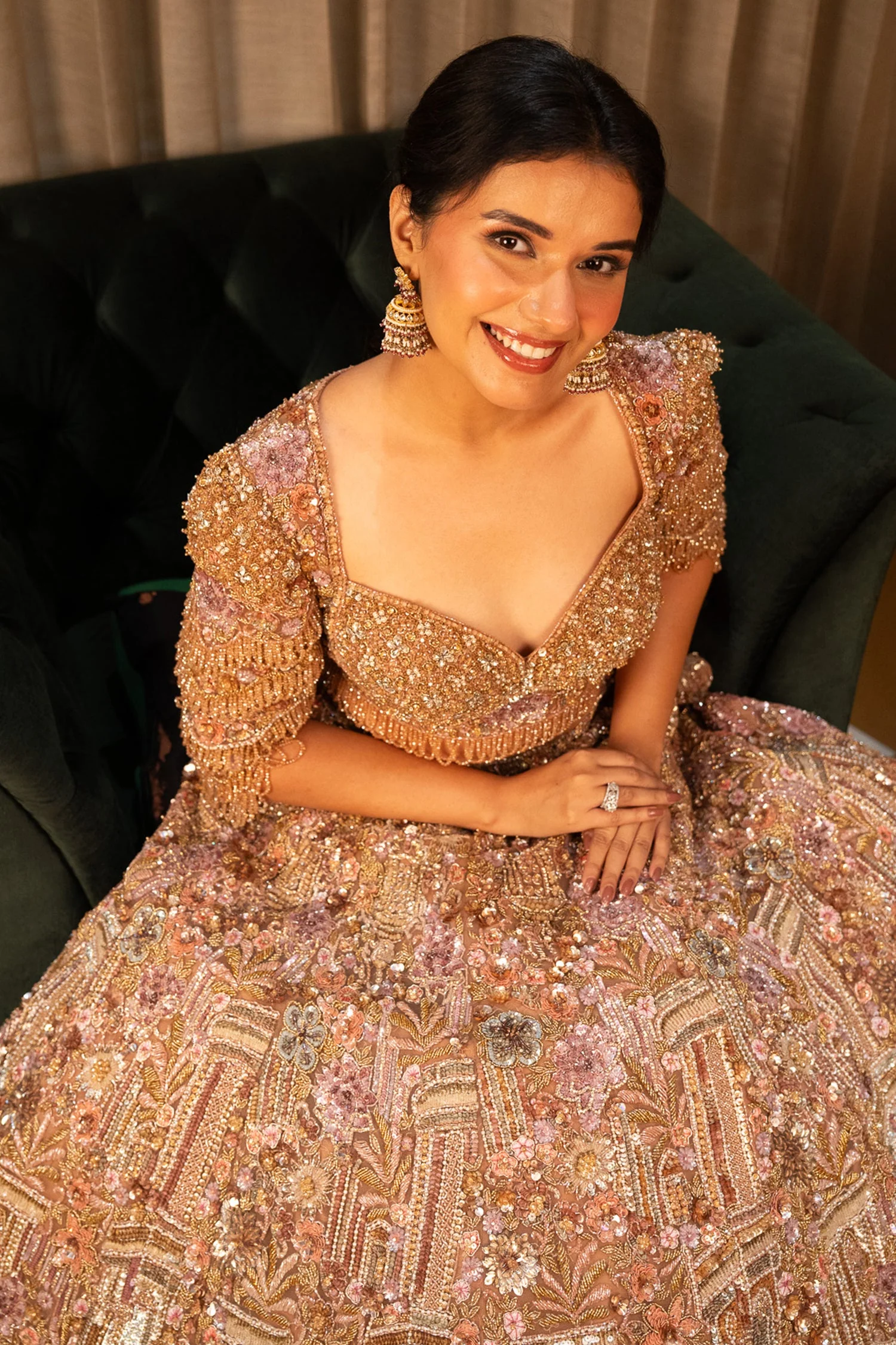 Pink Net Designer Sequin Cutdana and Beaded Lehenga - Image 7