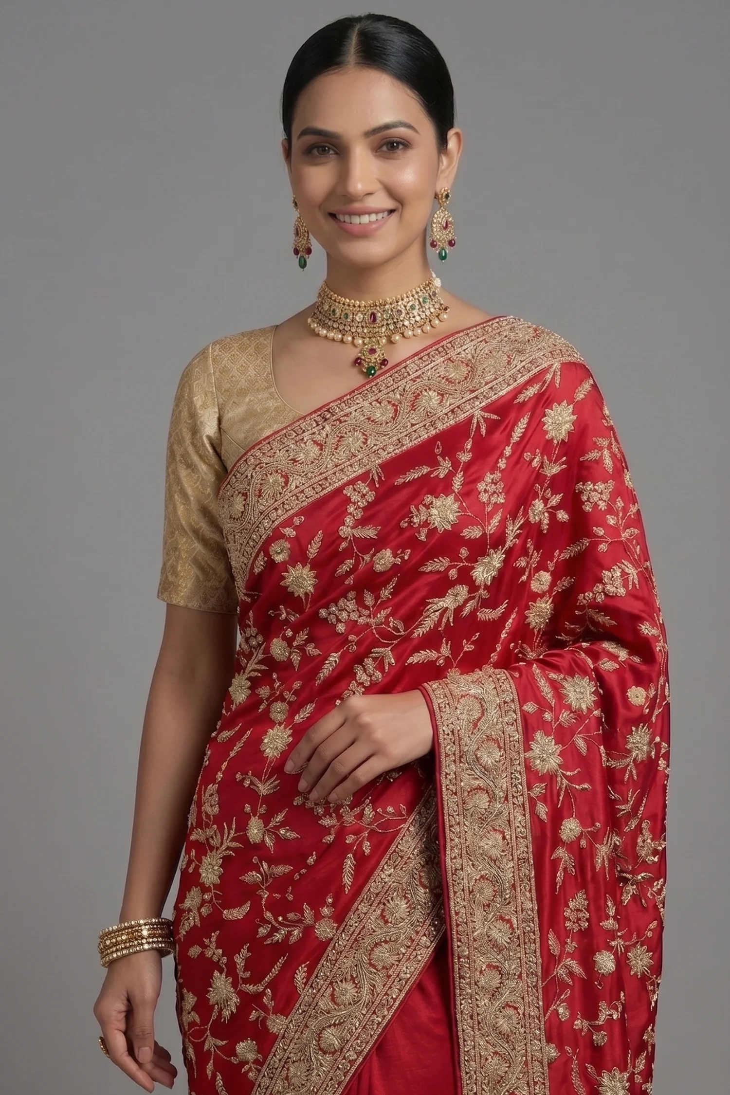 Pink Satin Silk Designer Zardosi and Sequin Worked Saree - Image 2