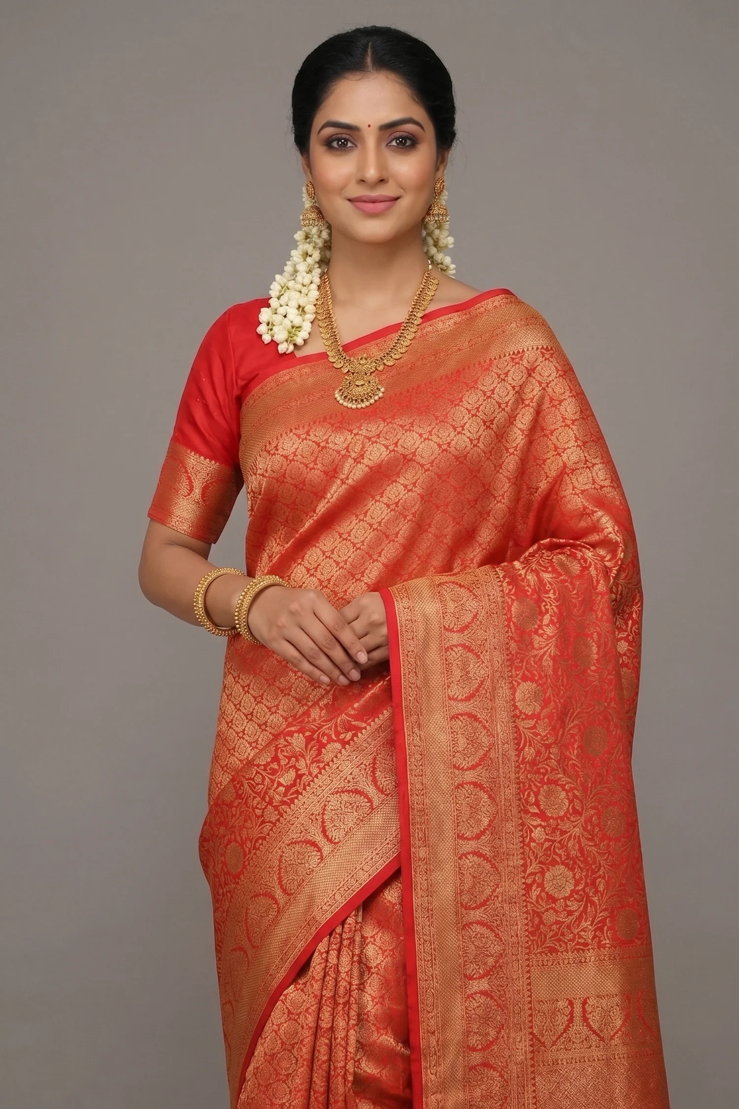 Pink Traditional Woven Kanchipuram Saree - Image 2