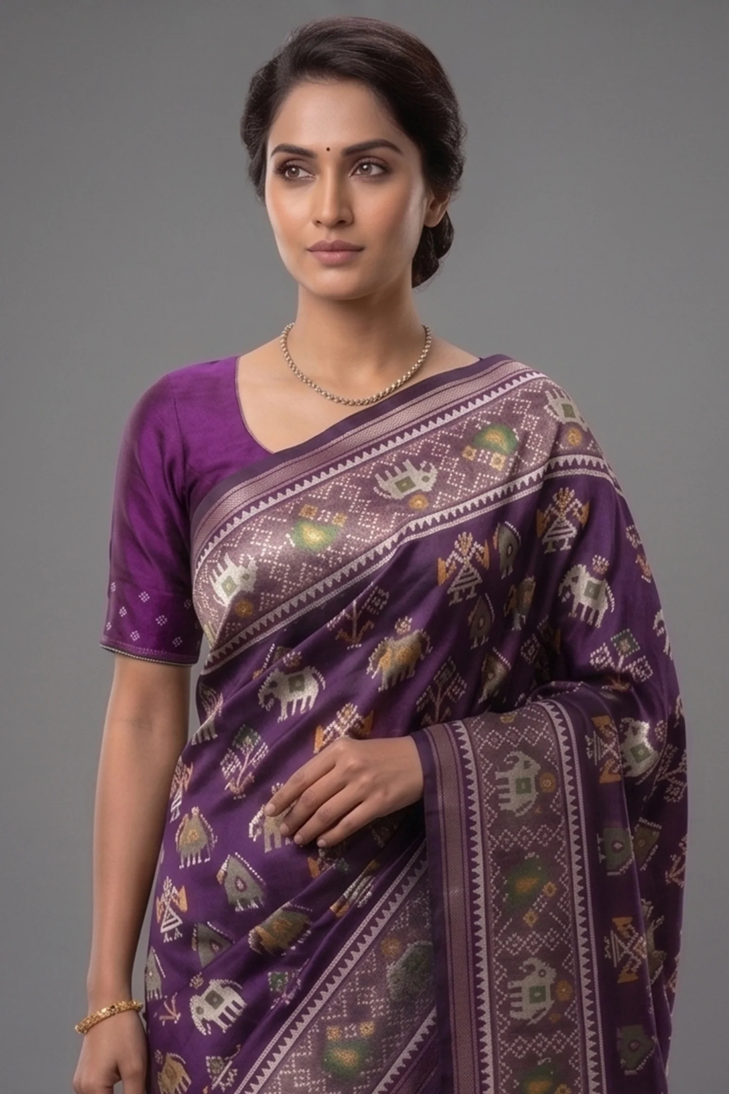 Purple Art Silk Woven Patola Saree - Image 2