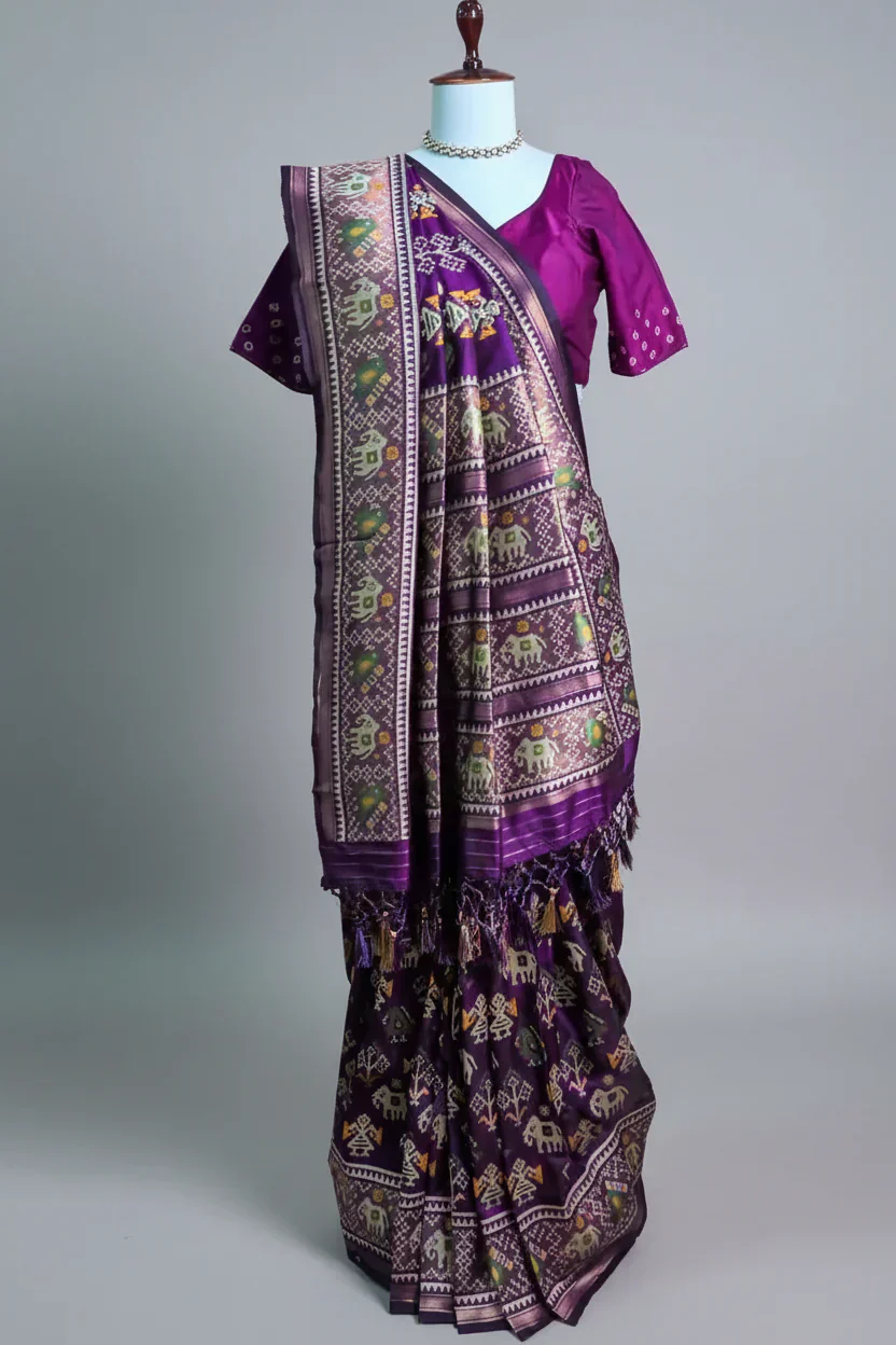 Purple Art Silk Woven Patola Saree - Image 3