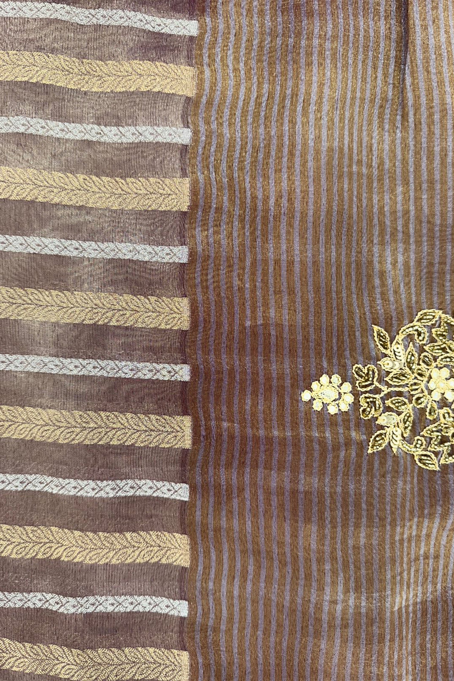 Purple Tissue Woven Saree with Lace Work - Image 7