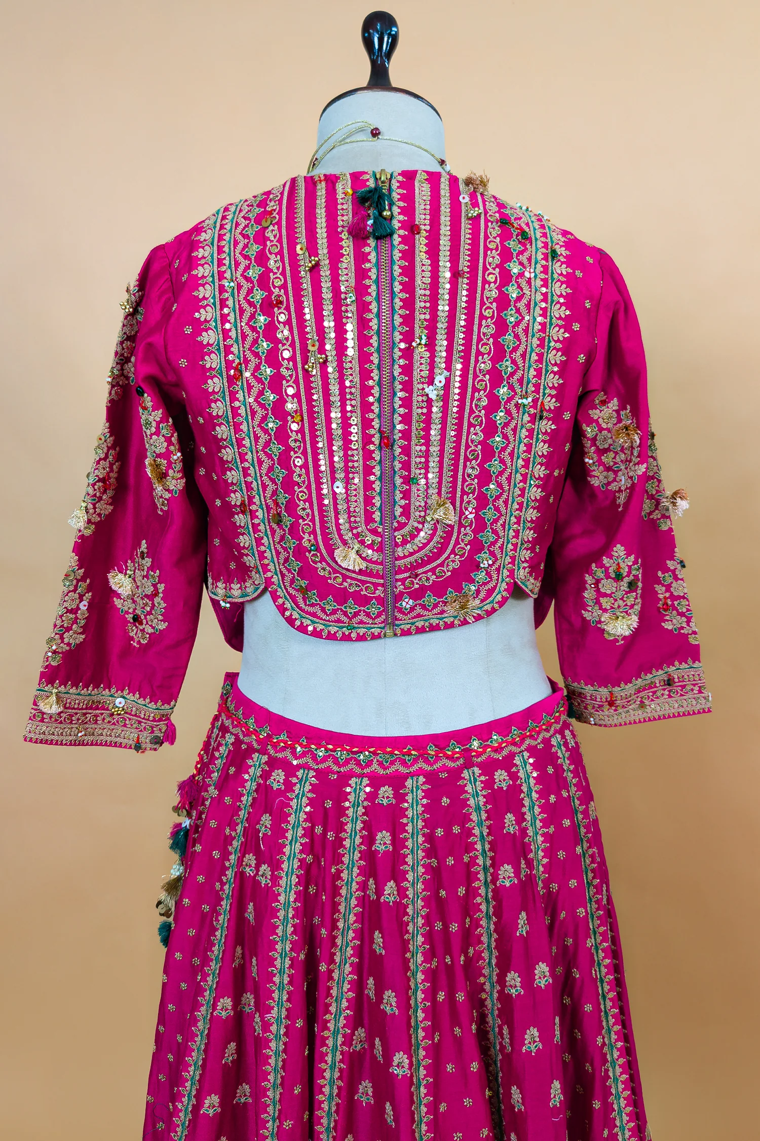 Rani Pink Silk Sequin Embroidered Lehenga Set - Image 5