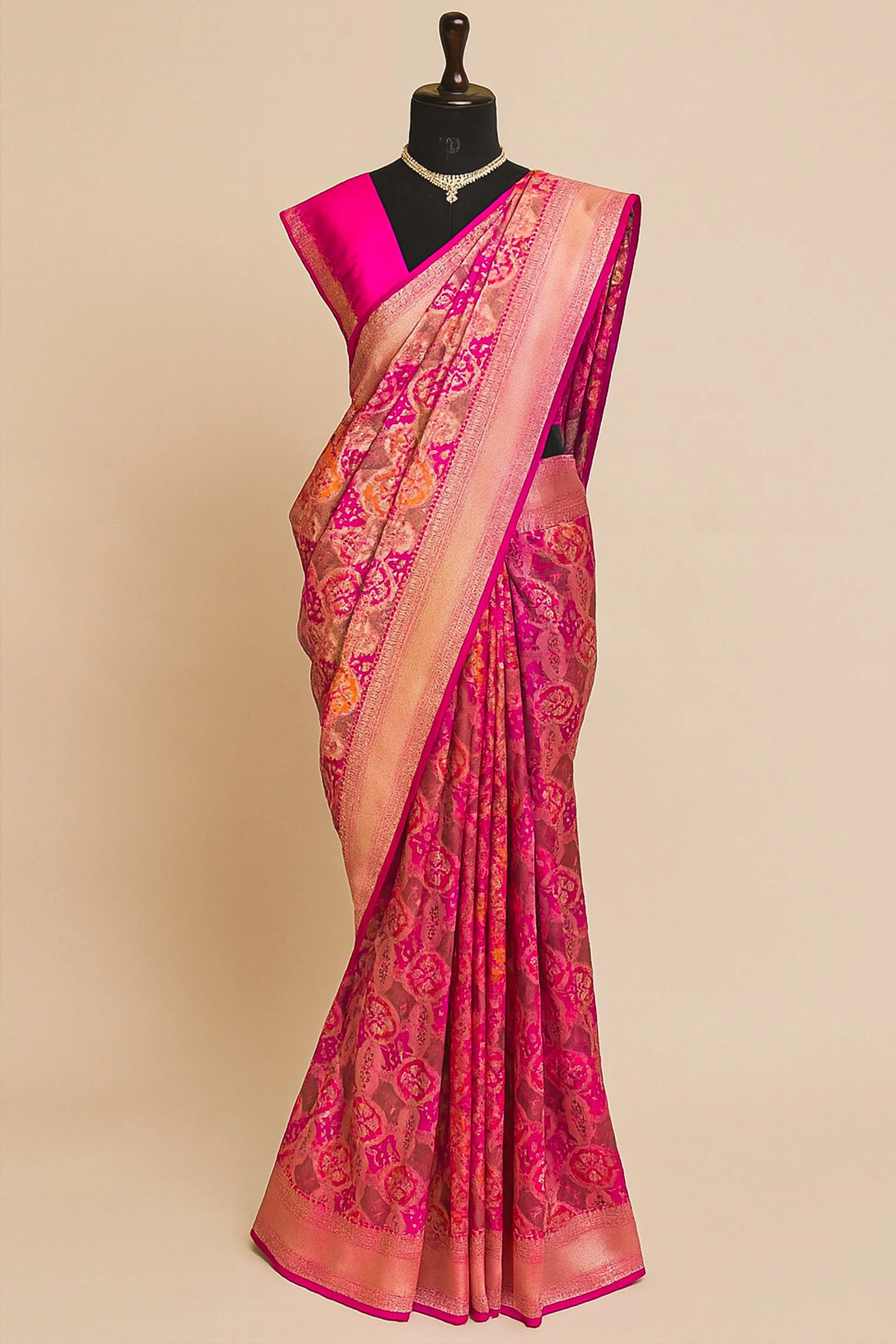 Rani Pink Silk Traditional Woven Saree