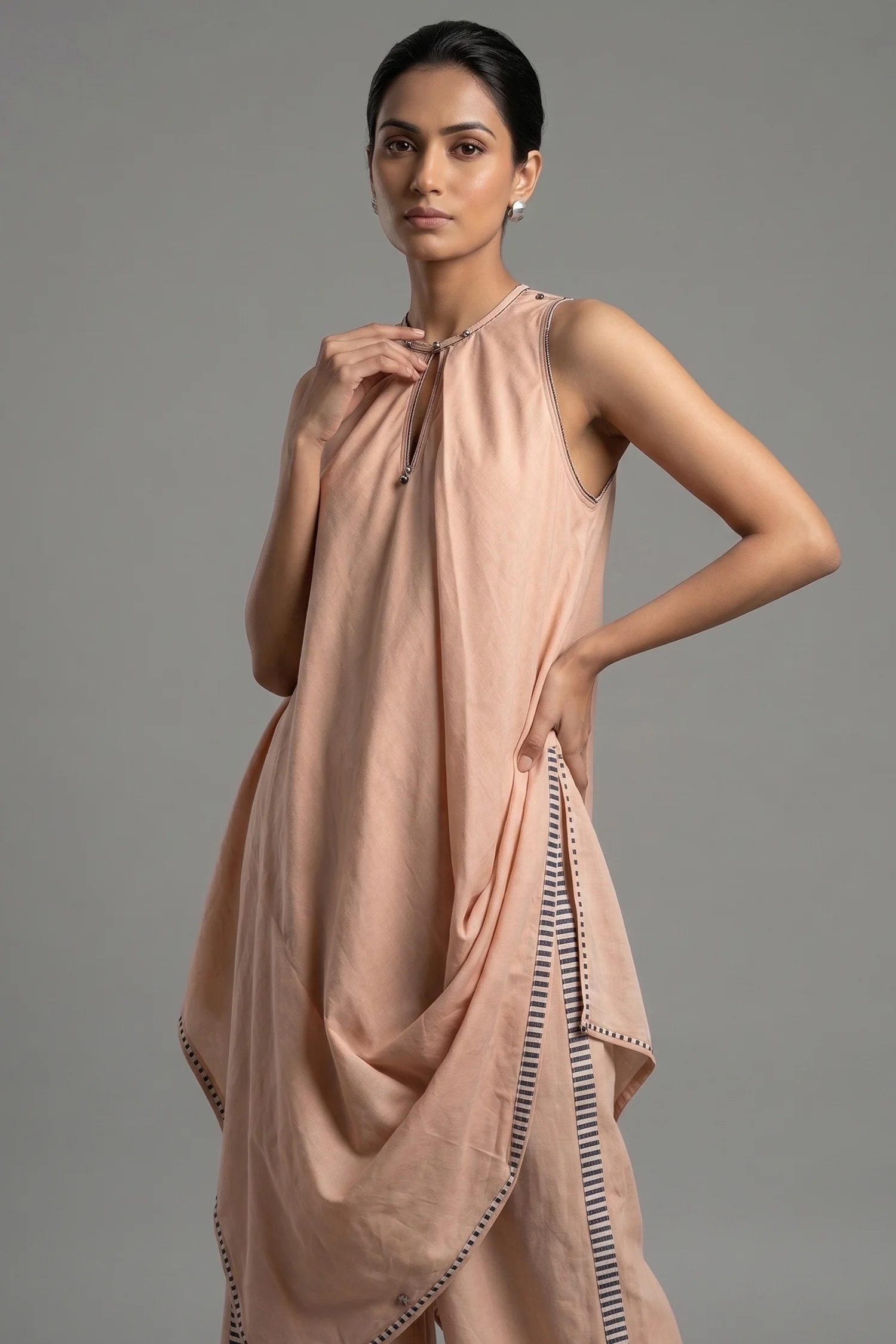 Rose Pink Cotton Silk Solid Co-Ord Set - Image 2
