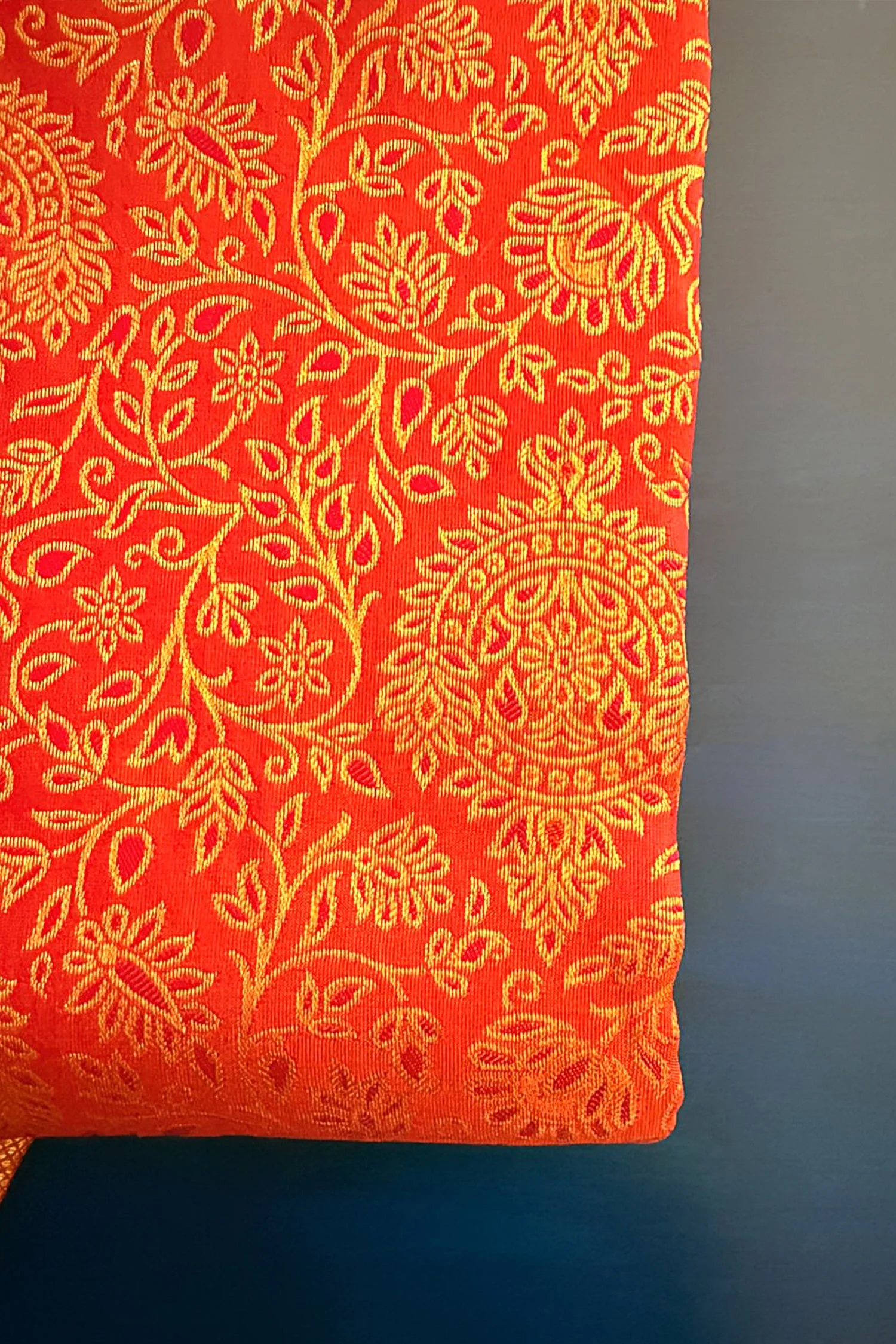 Rust Orange Kanchipuram Tissue Silk Traditional Woven Saree with Pink Hightlight - Image 5