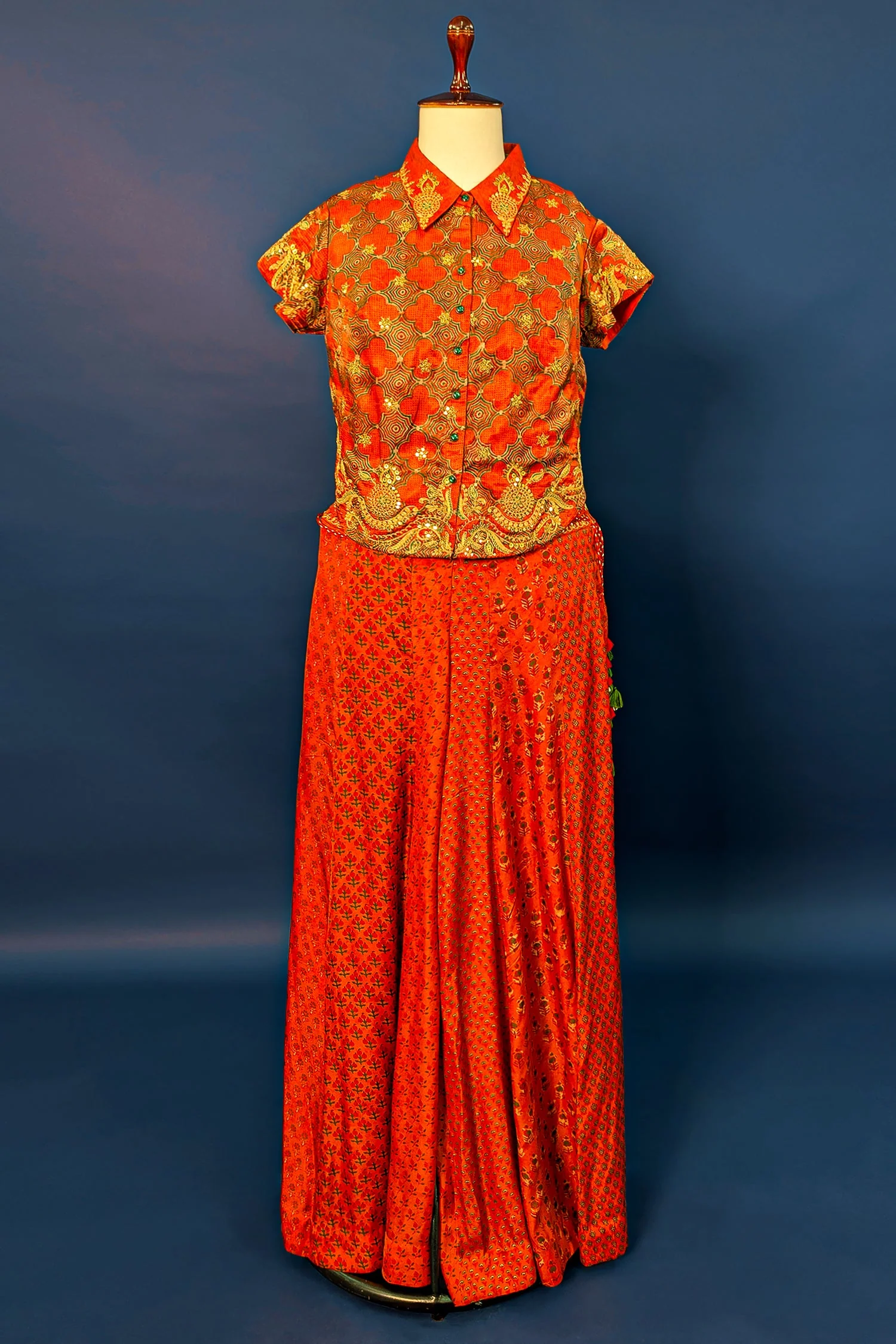 Rust Orange Satin Silk Printed Co-Ord Set - Image 3