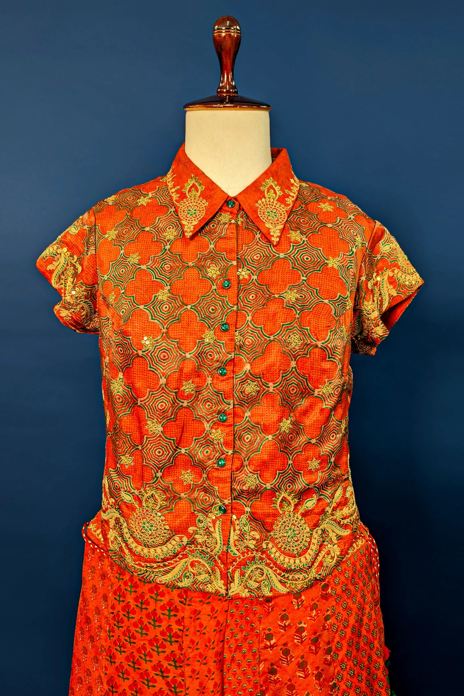 Rust Orange Satin Silk Printed Co-Ord Set - Image 4