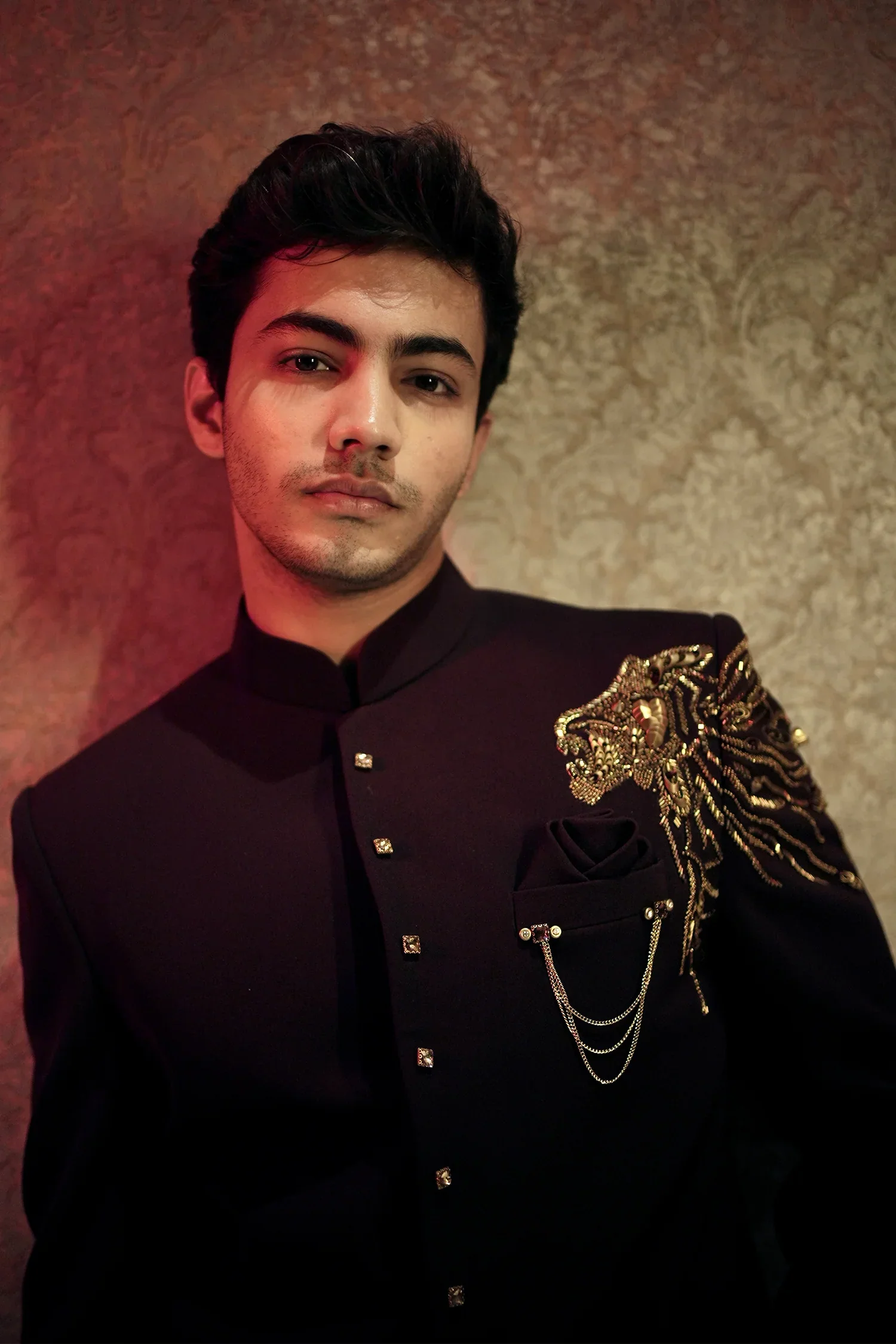 Wine Purple Cutdana and Sequins Worked Jodhpuri Suit - Image 3