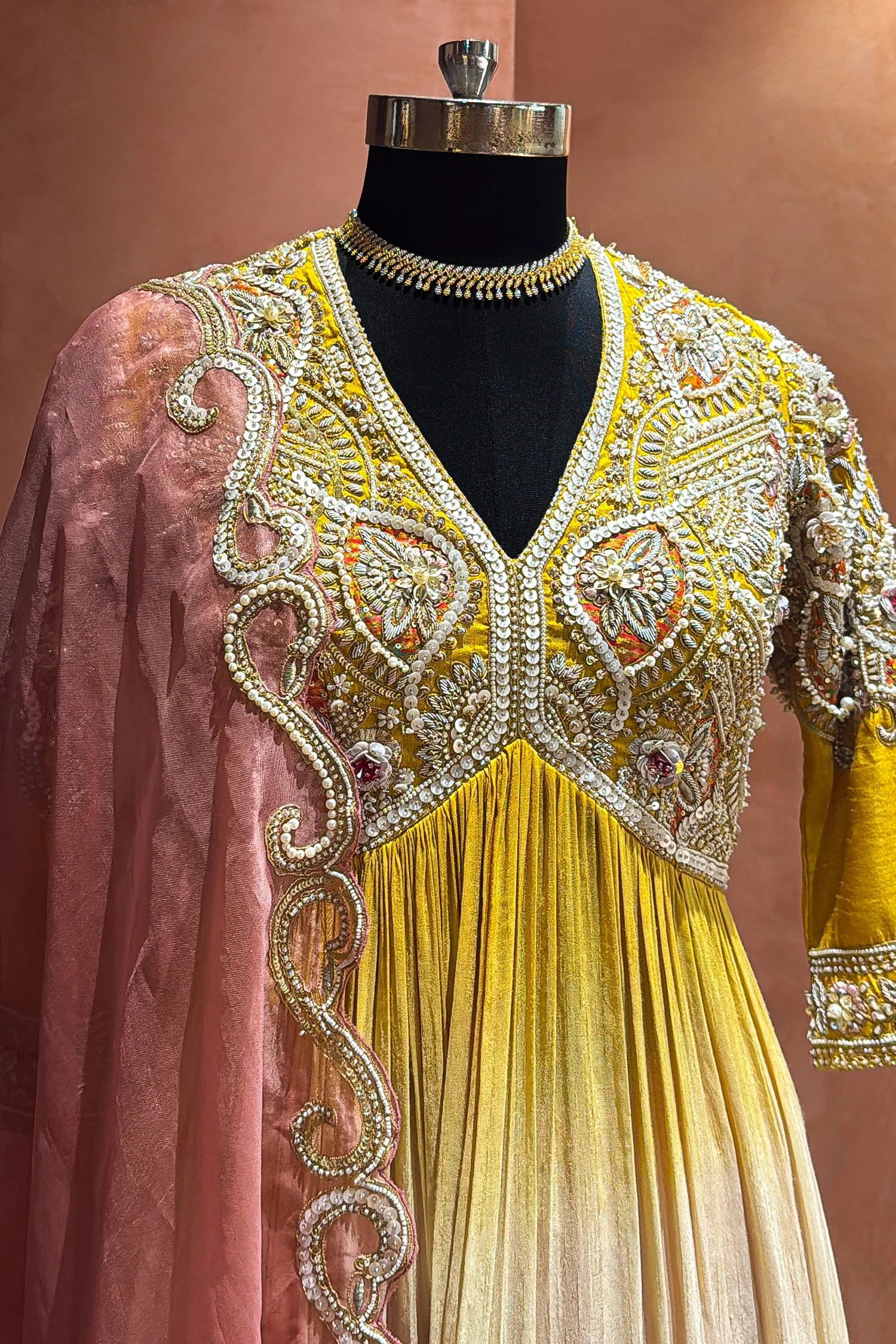 Yellow and Multi Colored Embellished Sharara Set - Image 5