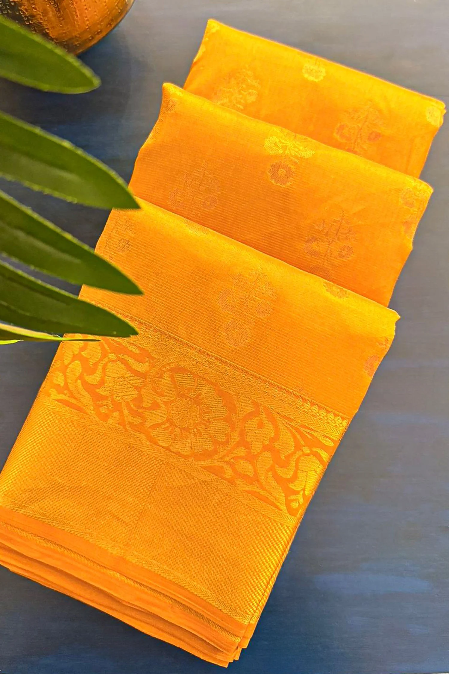 Yellow Kanchipuram Tissue Woven Saree - Image 2