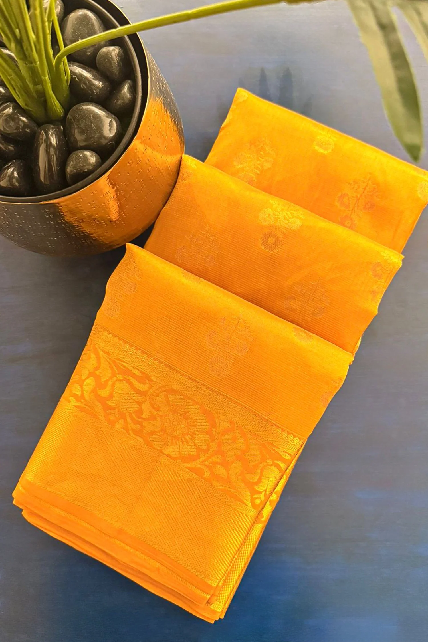 Yellow Kanchipuram Tissue Woven Saree - Image 3